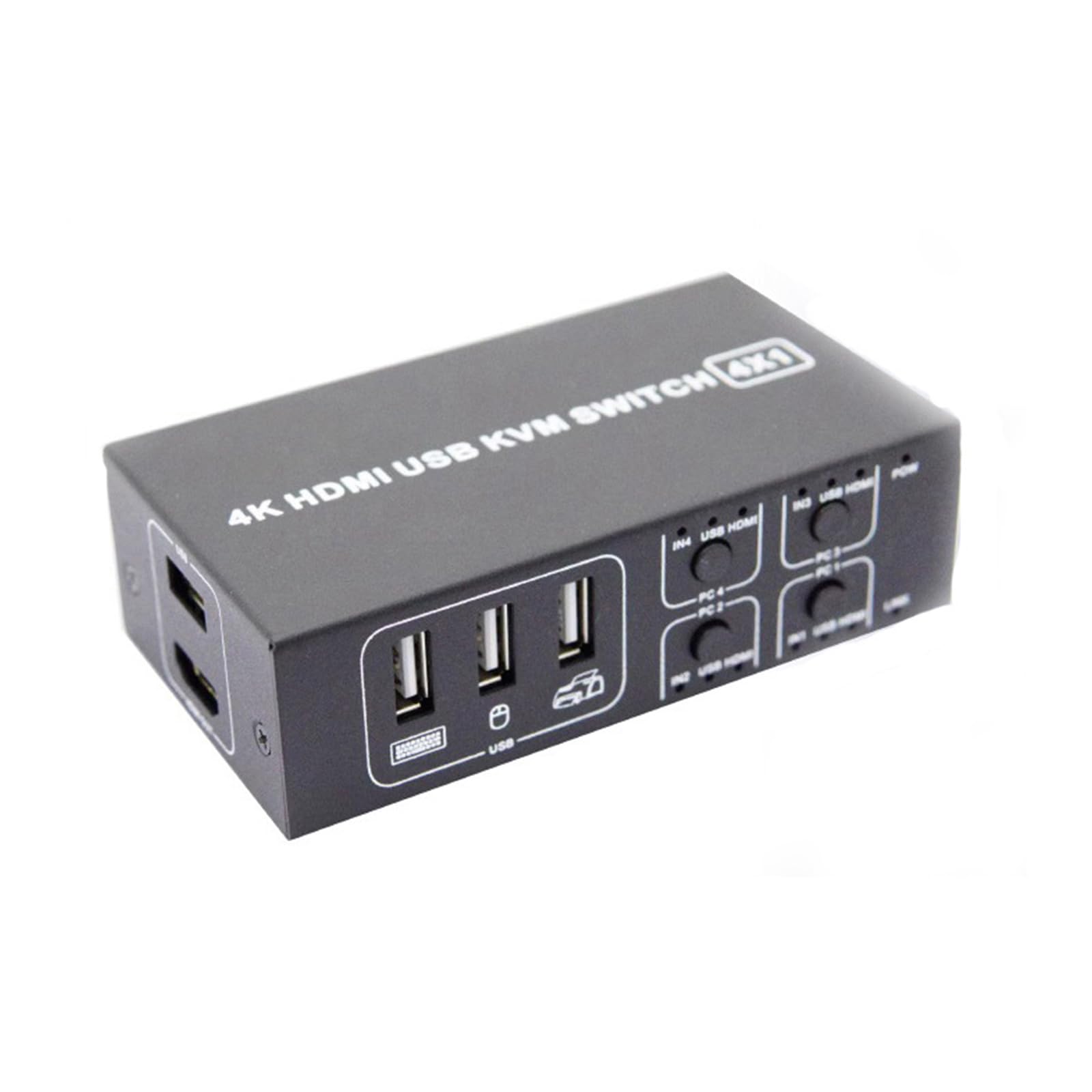 4-Port HDMI KVM Switch for 4 Computers - Seamless Switching Between Laptop, Mouse, Keyboard & Display - USB & Audio Support - Ideal for Home Office, Gaming & Multi-PC Setup