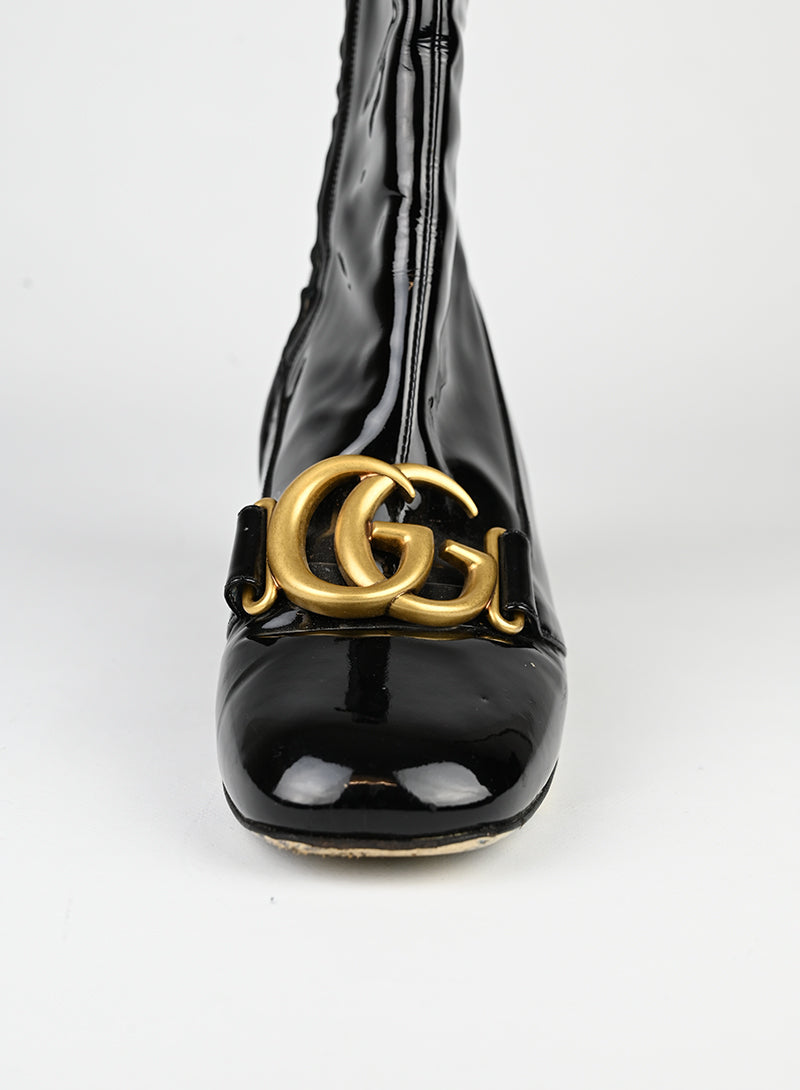 Gucci Black Patent Leather Ankle Boots Size 38 - Stylish & Comfortable for Women's Casual & Evening Wear
