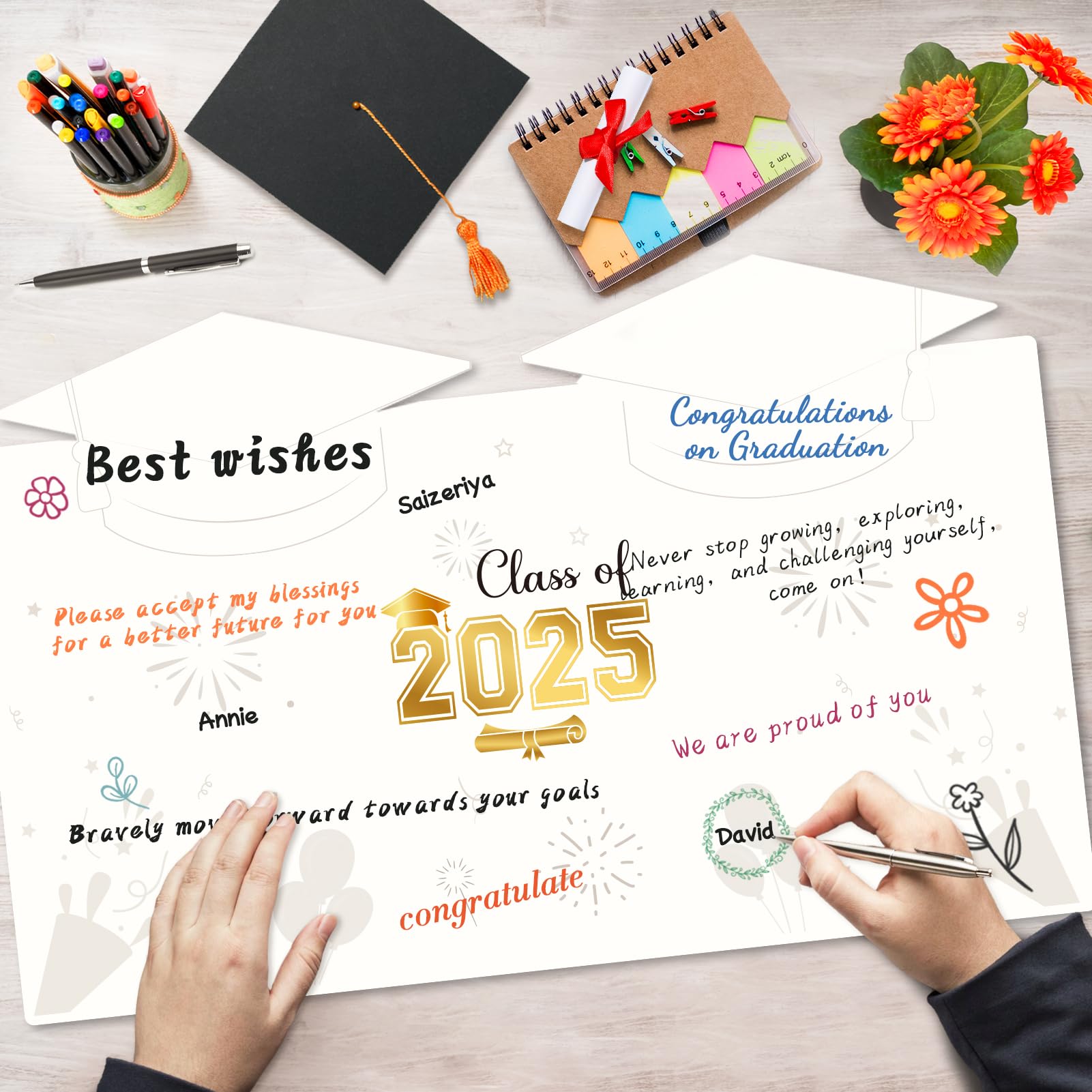 2025 Black Gold Jumbo Graduation Guest Book - Perfect for College & High School Graduation Parties
