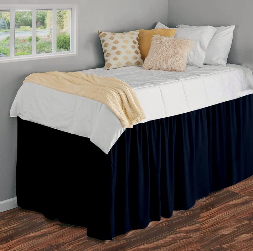Extra Long Twin XL Queen's Linen Dorm Bed Skirt - 36