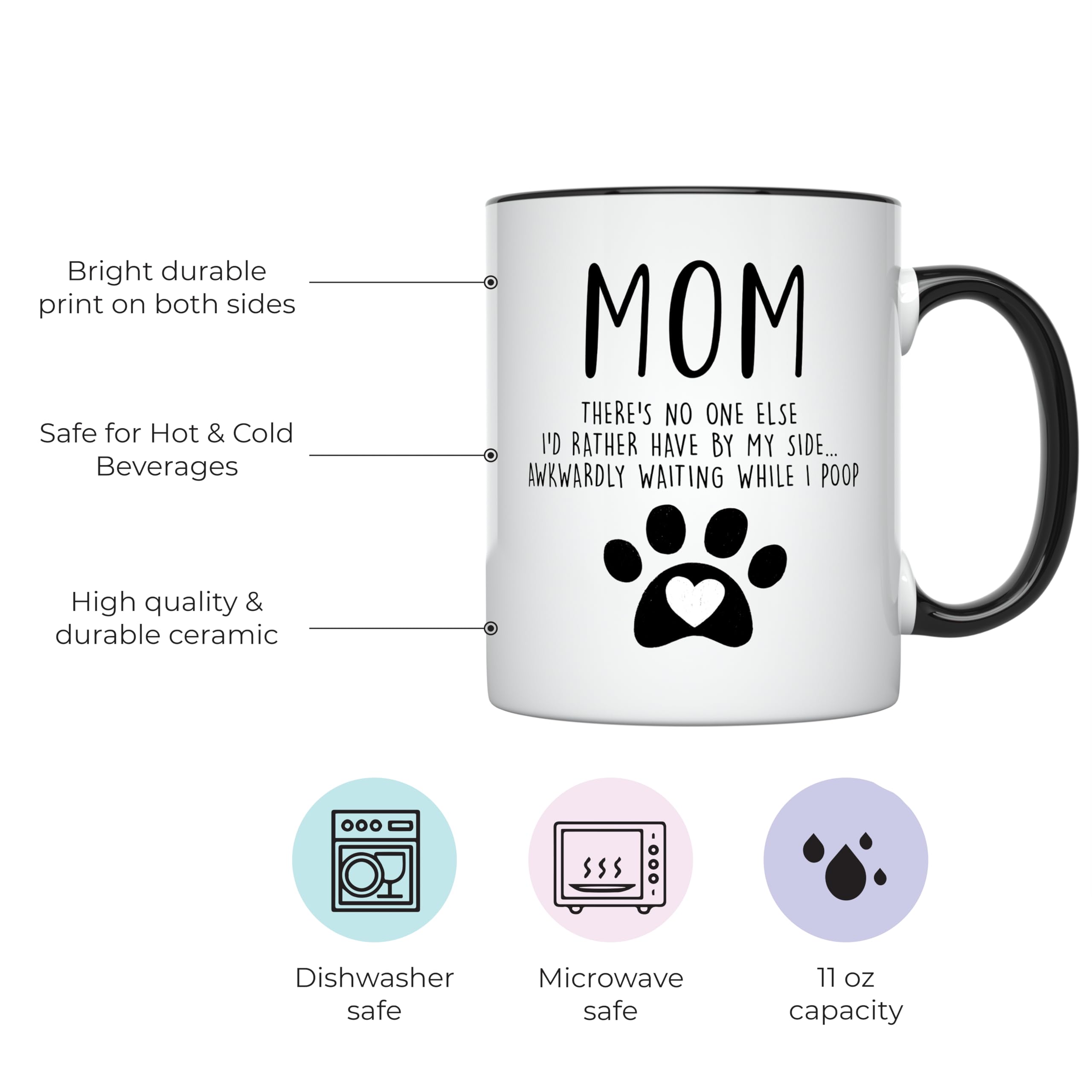 Best Dog Mom Ever Mug - 11oz Ceramic Coffee Cup with Black Handle for Dog Lovers - Perfect Gift for Women, Dog Owners & Pet Lovers - Ideal for Coffee, Tea & Hot Drinks at Home or Office