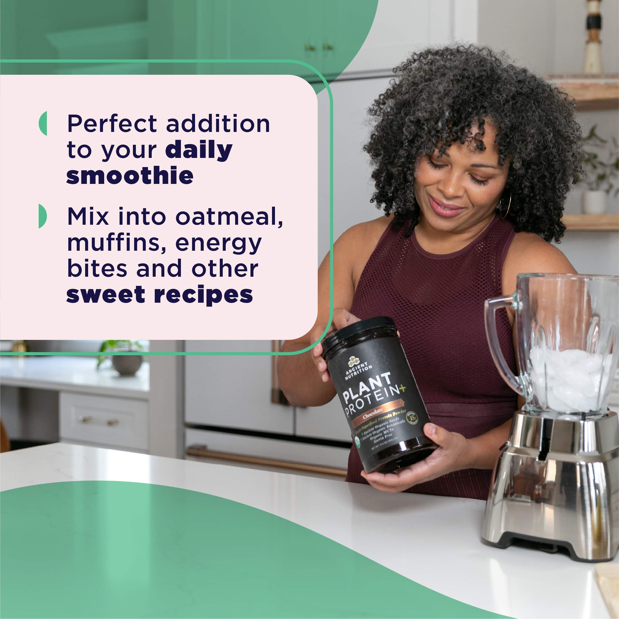 Ancient Nutrition Plant Based Protein Powder - Organic Vegan Superfood Supplement with 15g Protein Per Serving, Chocolate Flavor, Gluten Free & Paleo Friendly (12 Servings) - Perfect for Post-Workout Recovery & Healthy Smoothies
