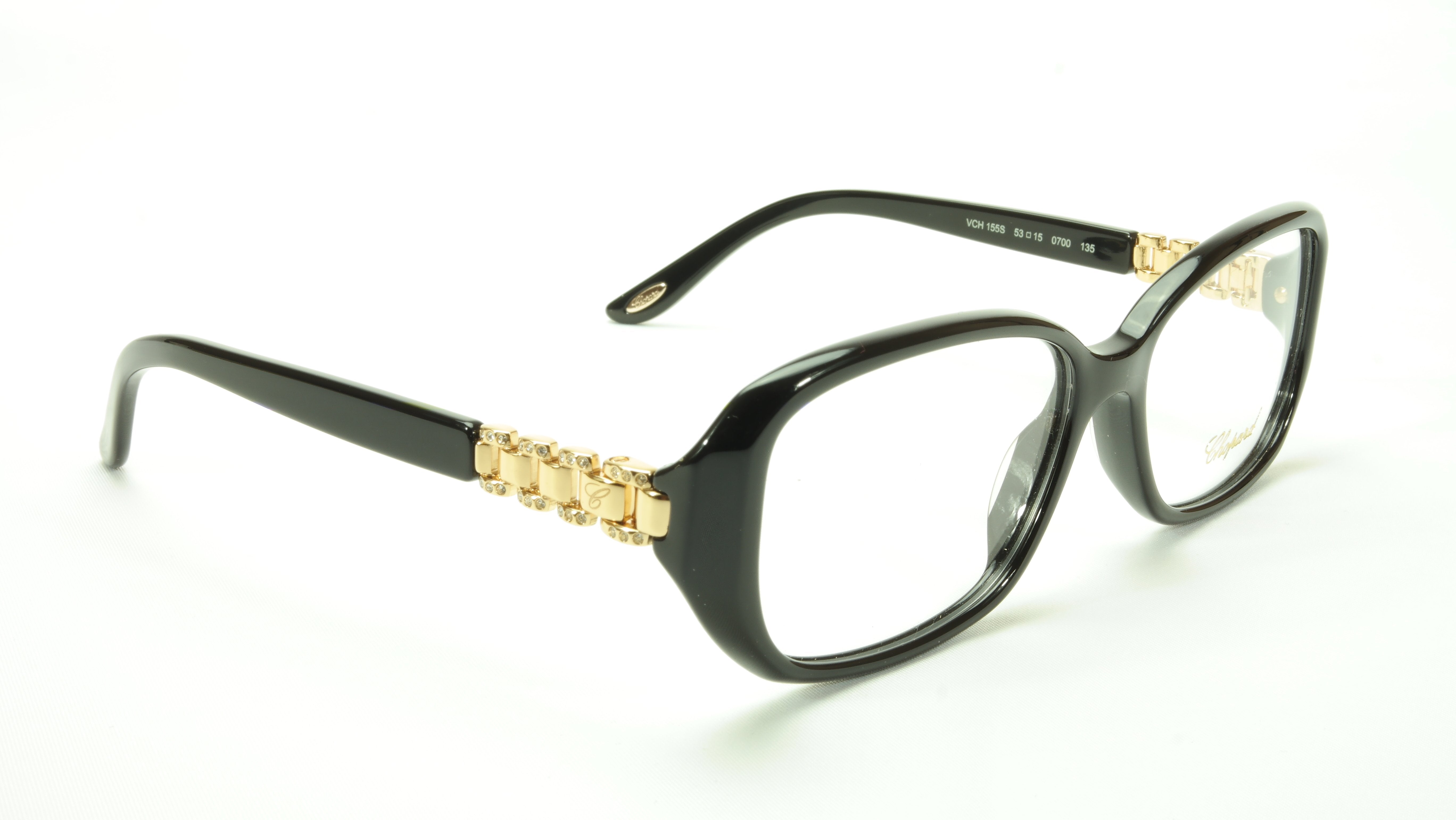 Chopard VCH 155S 0700 Acetate Eyeglasses Frame - Black & Gold Italian-Made (53-15-135) | Luxury Designer Glasses for Business & Formal Occasions