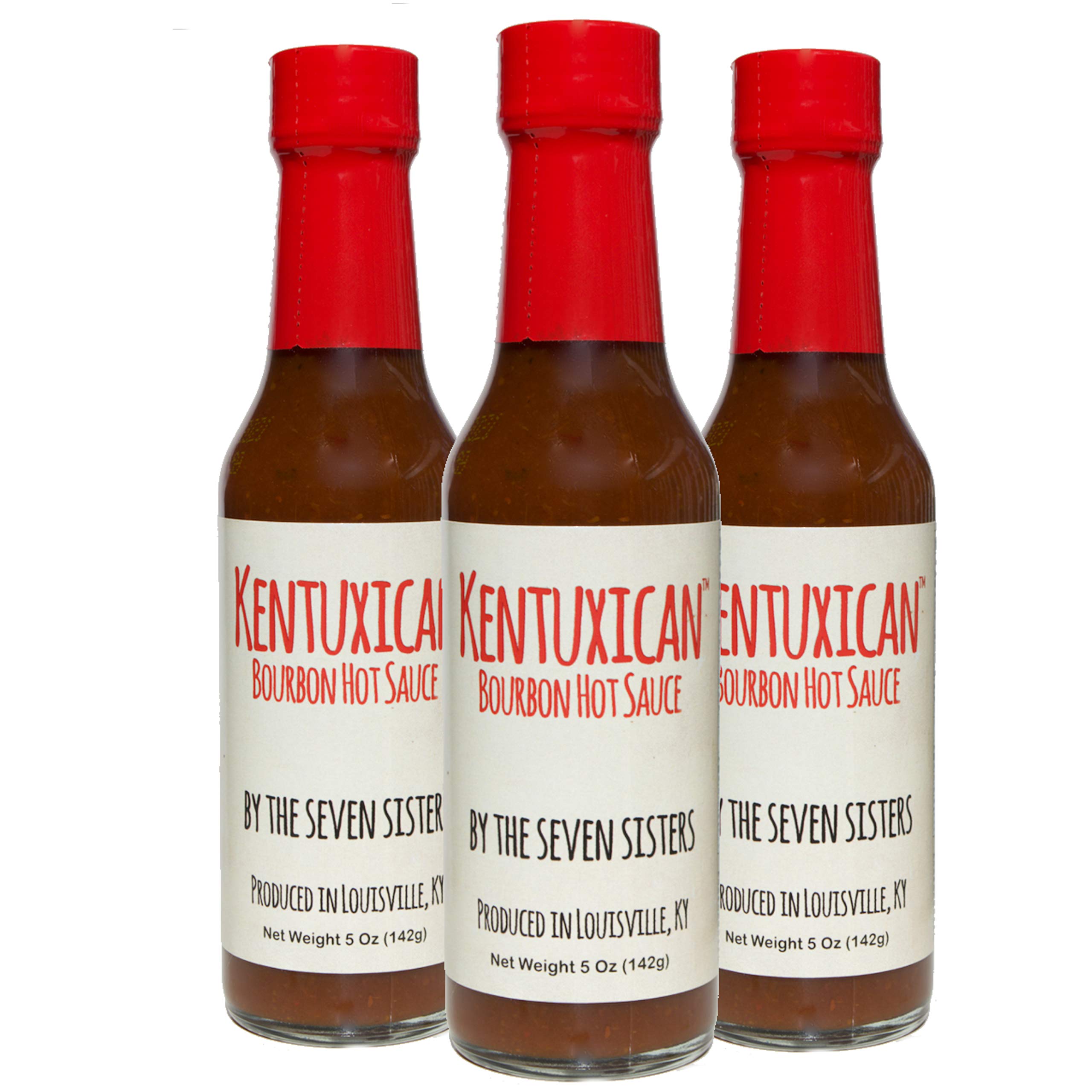 Kentuxican Bourbon Hot Sauce - Authentic Mexican Hot Sauce with Kentucky Bourbon, Habanero & Carolina Reaper Peppers - All Natural, Keto Friendly, No Preservatives - 5oz Bottle (Pack of 3) - Perfect for Tacos, Wings, BBQ & Bloody Marys