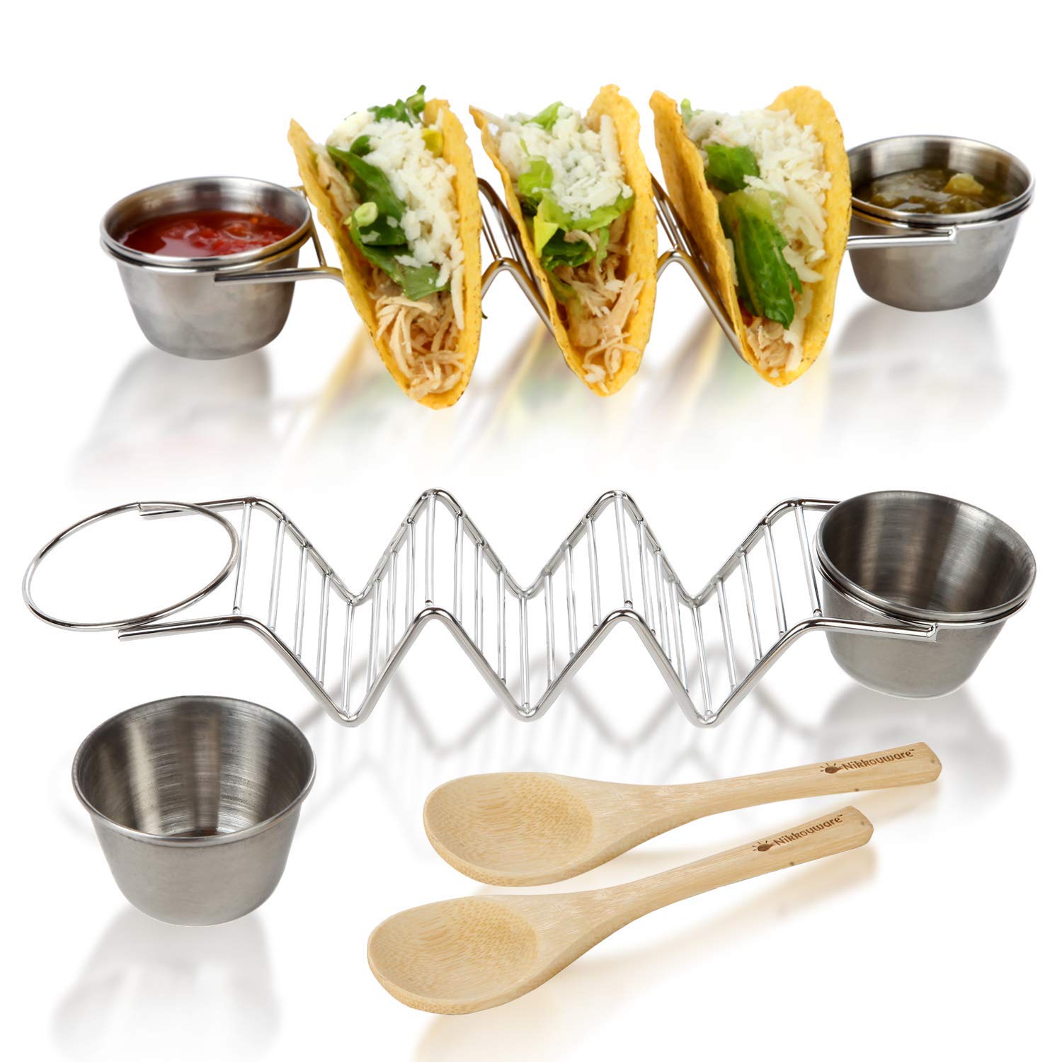 Premium Stainless Steel Taco Shell Stand - Holds 3 Tacos Upright, Oven & Dishwasher Safe for Easy Cleaning | Perfect for Taco Night, Parties & Mexican Food Lovers