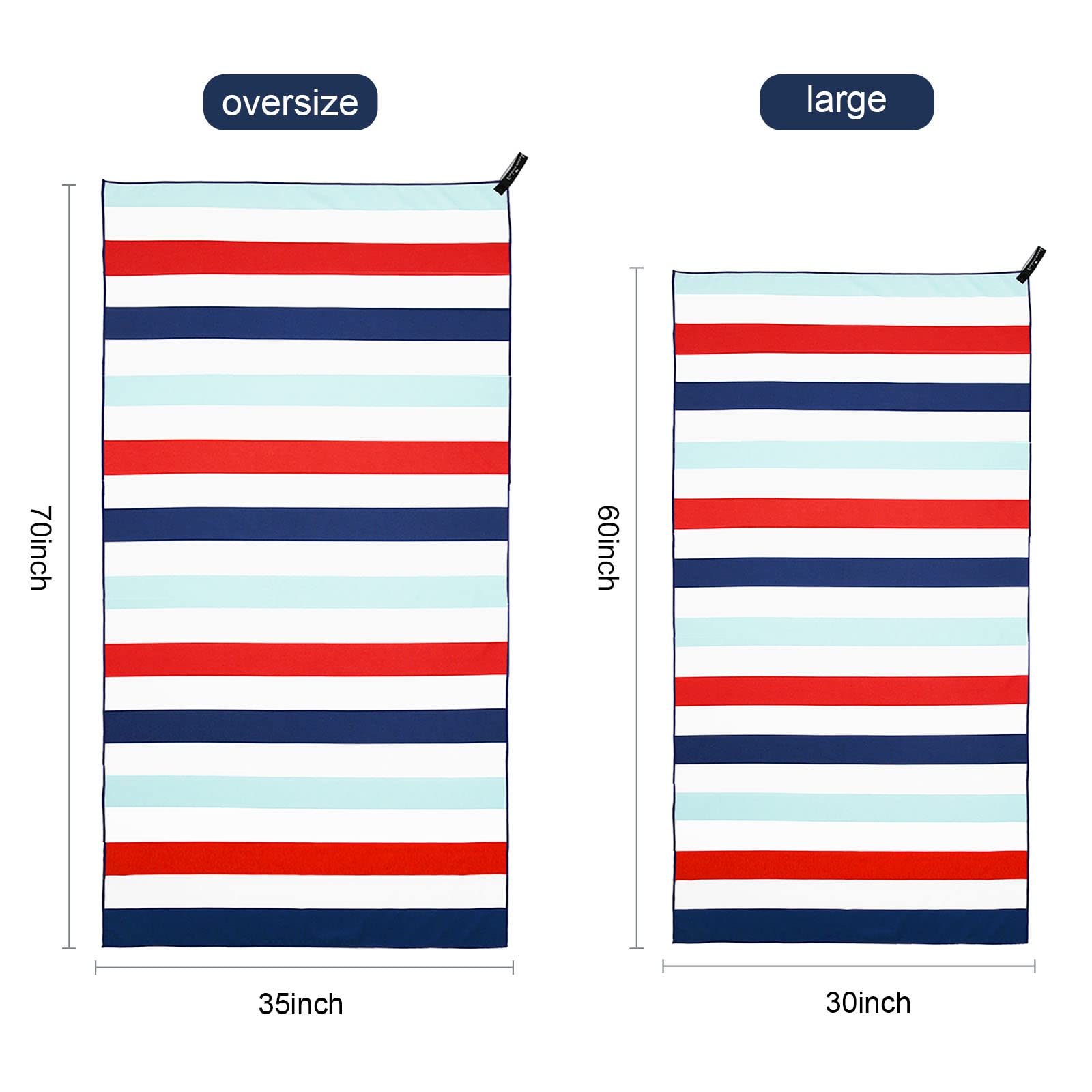 Premium 6-Pack Large Microfiber Quick-Dry Beach Towels - Lightweight, Sand-Free, Cabana Stripe Design for Pool, Travel & Camping - Includes Carry Bag (30x60 Inches, Multi-Color) | Perfect for Beach Outings, Gym, Yoga & Outdoor Adventures