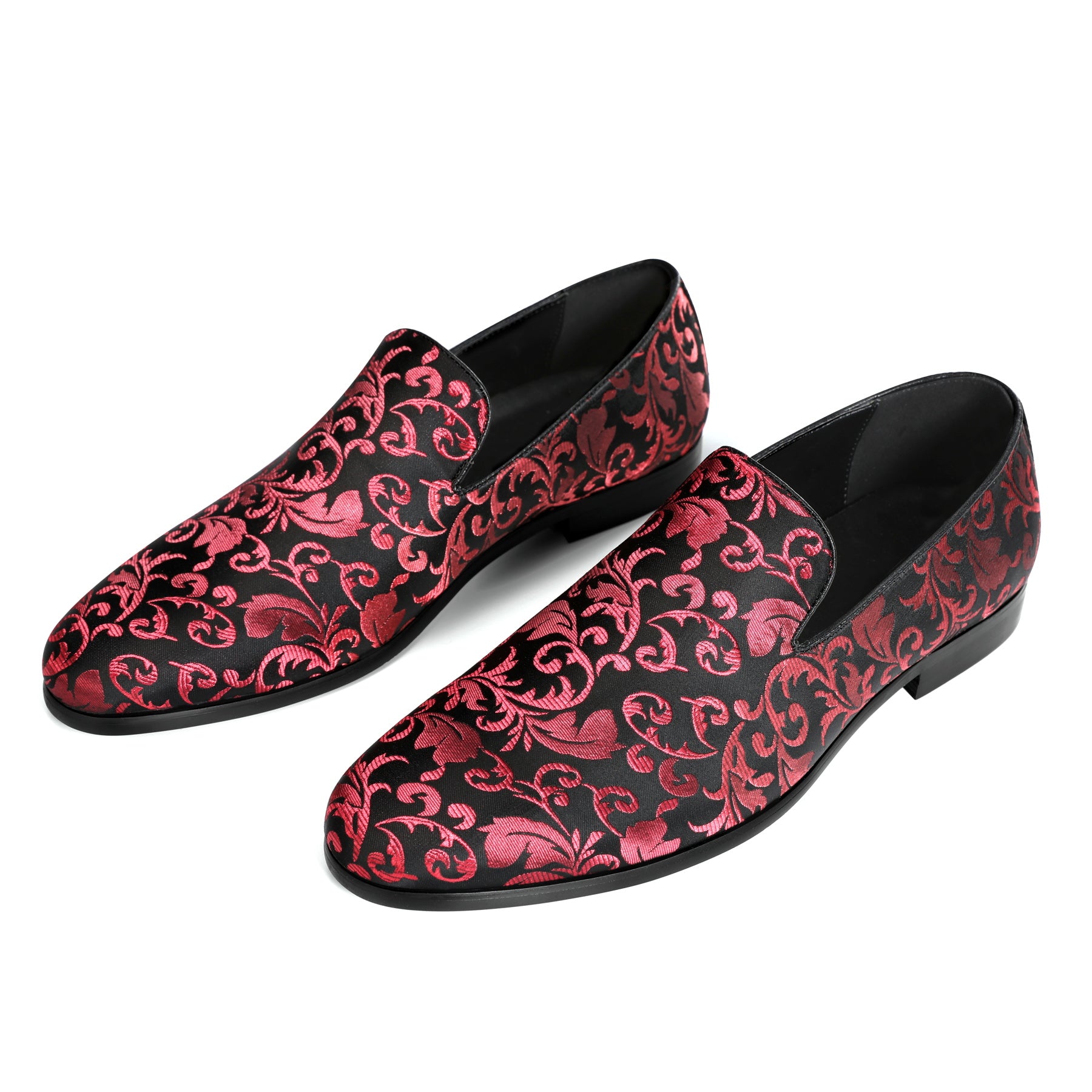 Men's Comfortable Round Toe Low Top Loafers - Red Casual Slip-On Shoes for Business, Office & Daily Wear