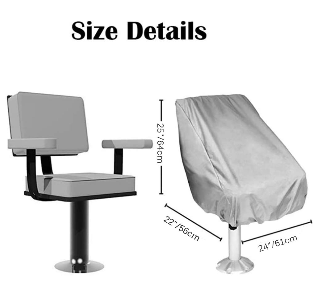 **Waterproof Pontoon Boat Seat Cover - All-Weather Protection for Outdoor Captain's Chairs, Silver | Durable & UV-Resistant for Boating, Fishing & Marine Use**