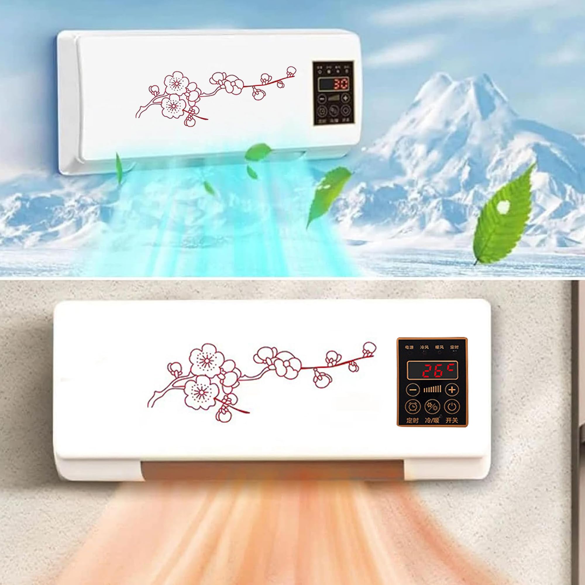 Split Max Portable Air Conditioner - 2 in 1 Wall Mount & Mobile AC Unit with Remote Control for Bedroom, Office, Kitchen - Energy Efficient Cooling for Homes & Small Spaces (US Plug)