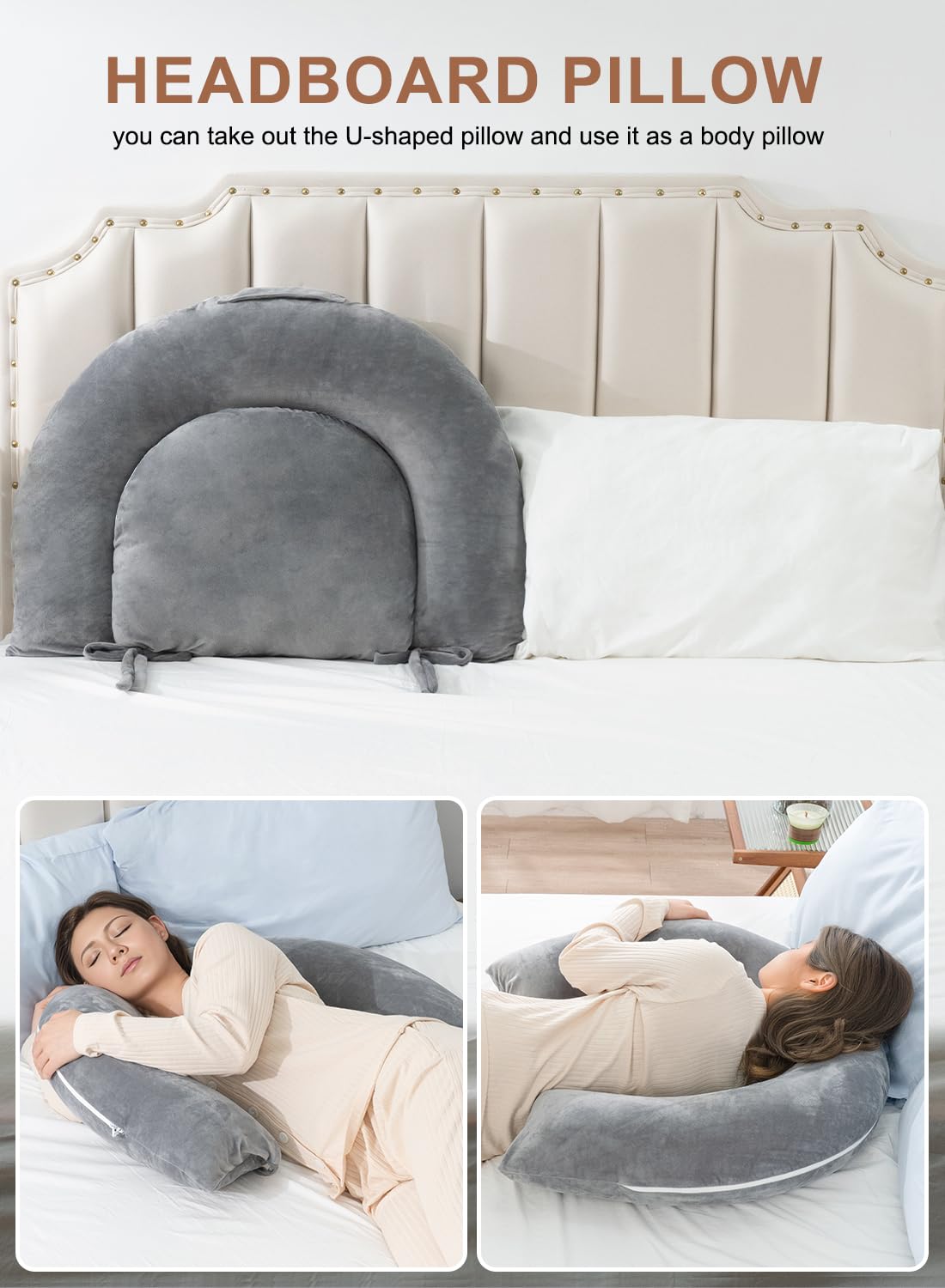 **INSEN Reading Pillow for Gaming & Relaxing - Soft Velvet Back Support Pillow for Sitting in Bed, Lap Desk, Reading & Working - Grey - Perfect for Cozy Evenings, Study Sessions & Movie Nights**