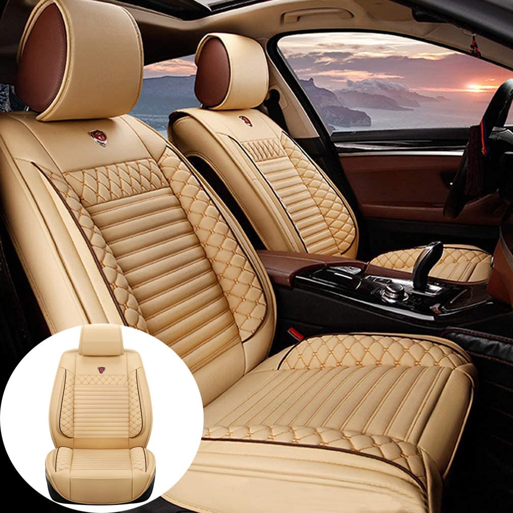 Maidao Custom Car Seat Covers for Toyota Tundra 2000-2021 - All Weather, Airbag Compatible, Waterproof Leatherette Front Seat Protectors (2-Piece Set) - Perfect for Road Trips, Daily Commutes & Off-Road Adventures