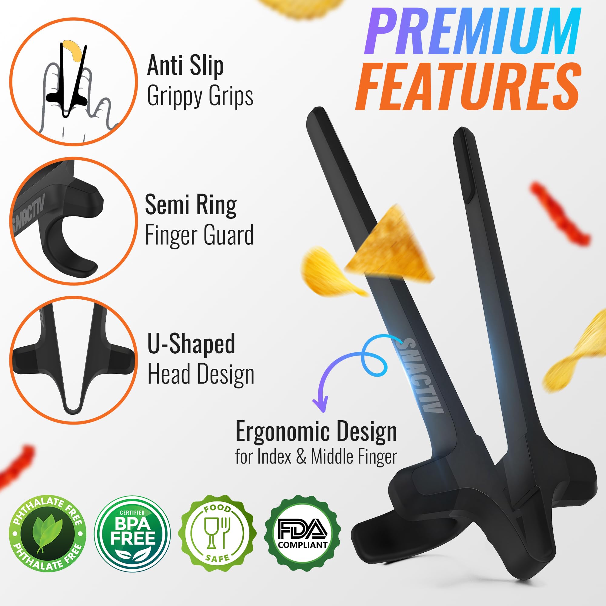 SNACTIV PRO Gaming Chopsticks - Shark Tank Snacking Tool for Gamers - Perfect for Snacks & Chips While Gaming