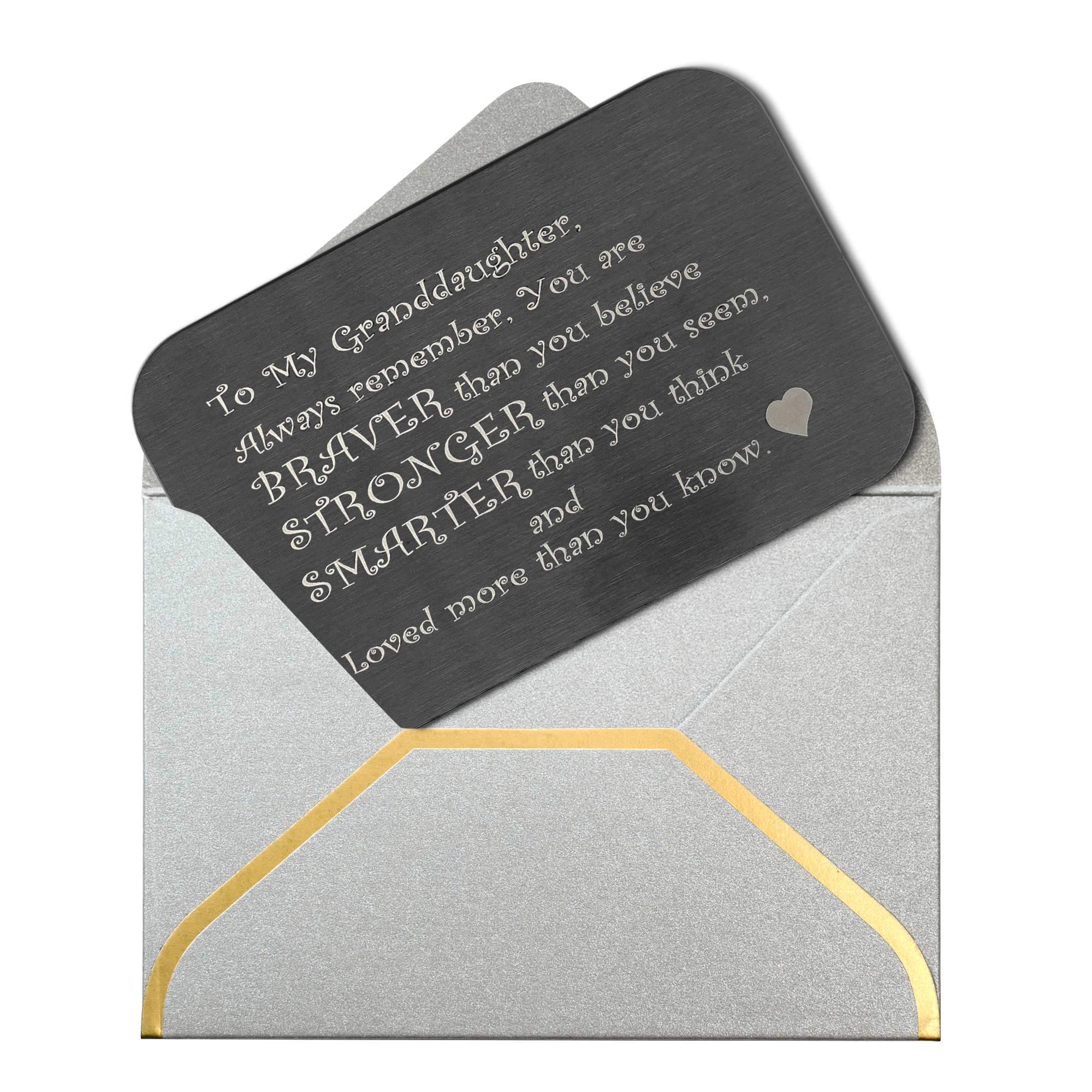 Personalized Engraved Metal Wallet Card for Granddaughter - Braver Stronger Smarter Photo Gift | Perfect for Birthdays, Graduation & Special Occasions