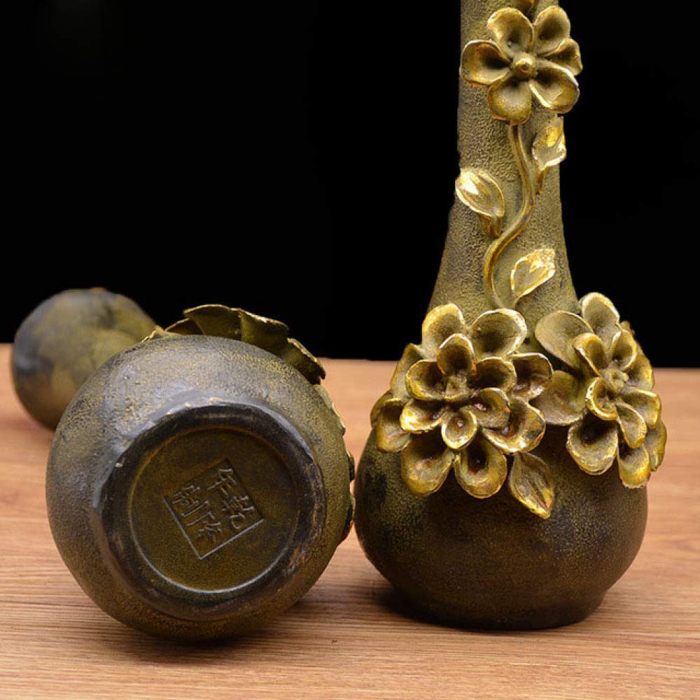 LILOVE Antique Gilt Embossed Copper Vase - Elegant Home Decor Gift for Wedding, Anniversary & Housewarming - Perfect for Living Room, Dining Table & Office Desk Decoration