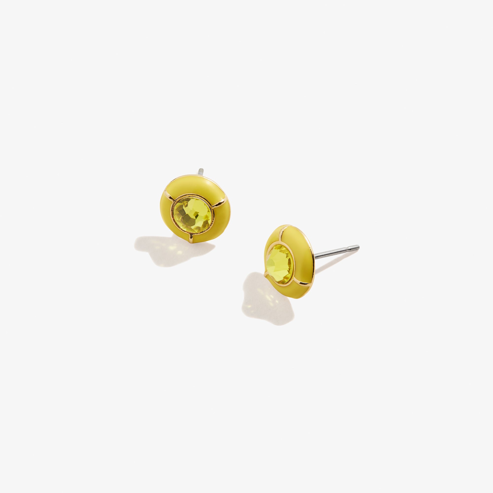 Sparkling Yellow Crystal Stud Earrings for Women - Elegant Gold Plated Dainty Earrings for Everyday Wear, Parties & Special Occasions