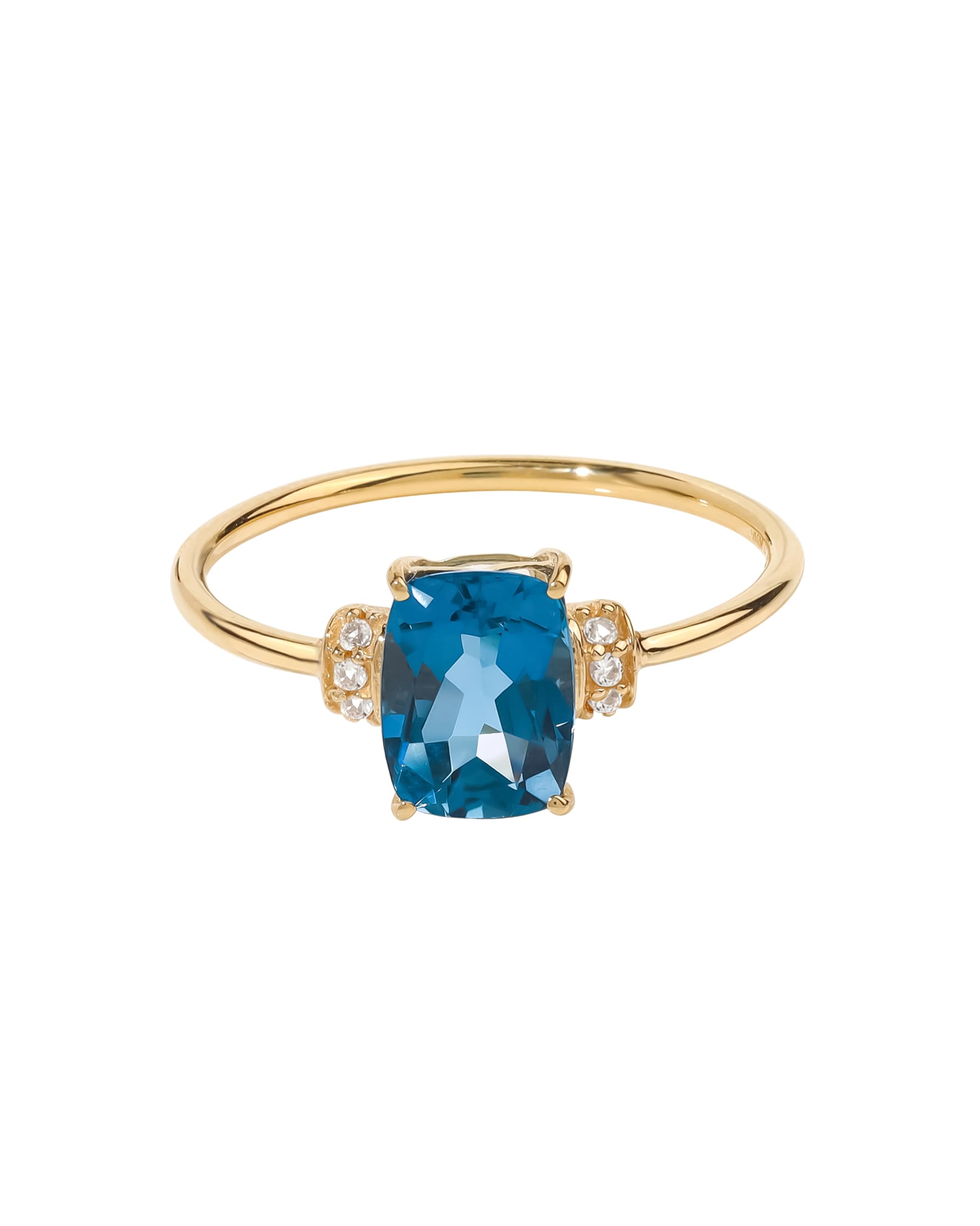 14K Yellow Gold Moonstone & London Blue Topaz Ring for Women - Elegant Promise Ring, Wedding & Anniversary Gift, Birthday Present | Perfect for Engagements, Romantic Surprises & Special Occasions