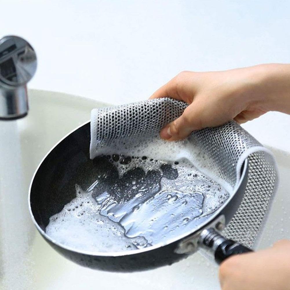 Stainless Steel Scrubber Pads for Dishes - Non-Scratch Cleaning Pads for Kitchen, Sinks, Countertops & Stove Tops - Reusable & Machine Washable - Perfect for Tough Grease & Food Residue Removal