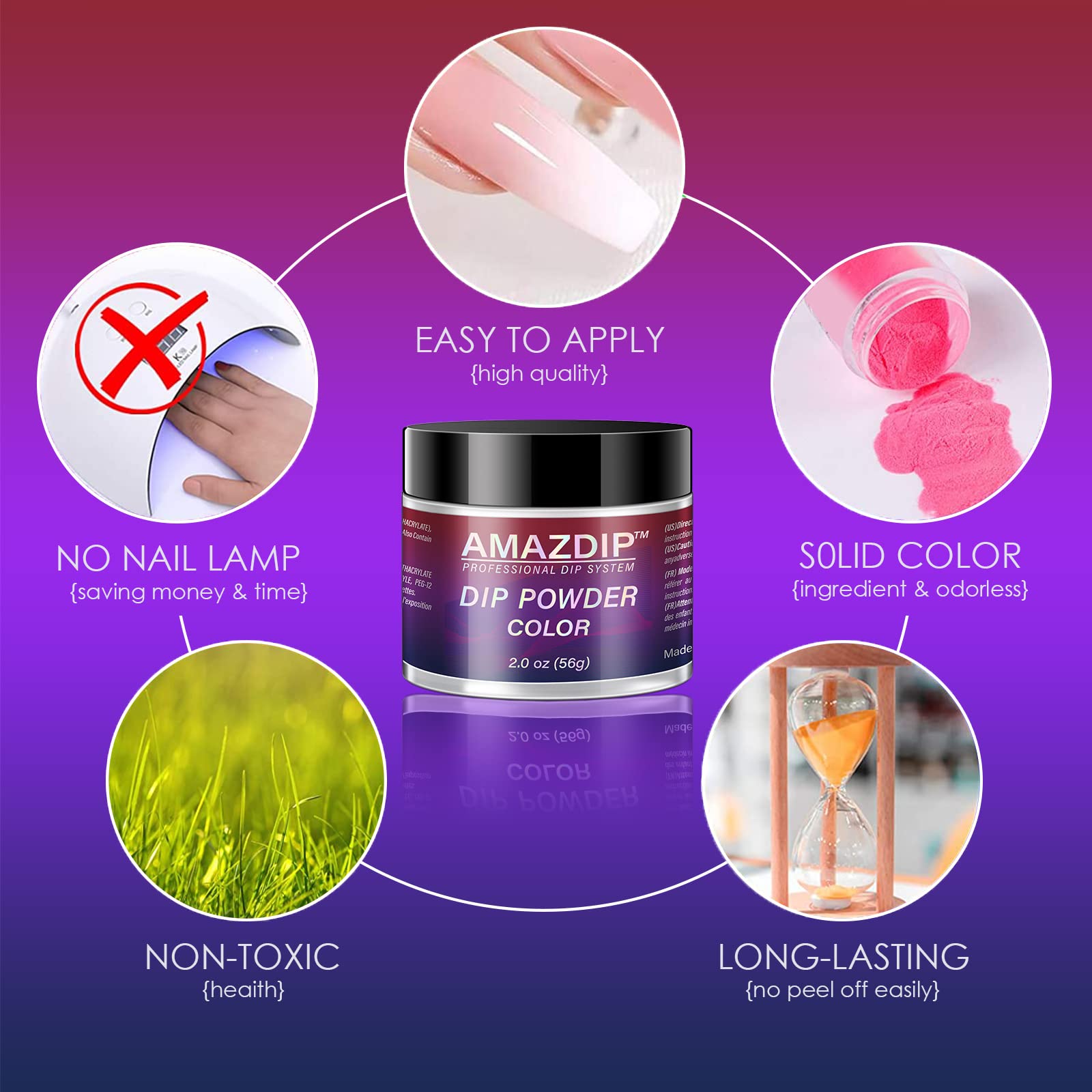 AMAZDIP Nude Pink Dipping Powder - 2oz (56g) for French Nail Art | Salon & DIY Home Manicure Kit | Perfect for Wedding, Party & Everyday Nail Designs