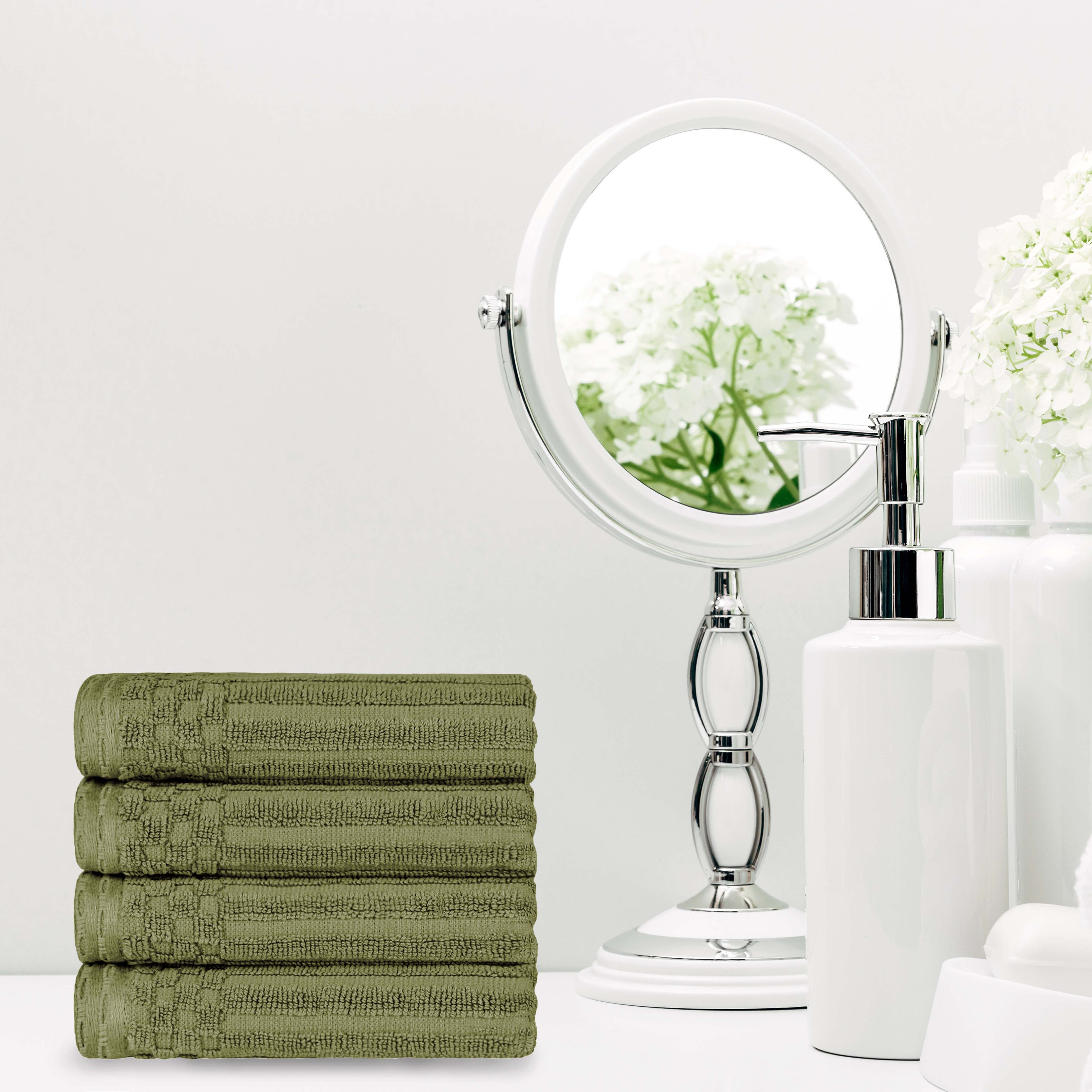 Premium Cotton Ribbed Textured Hand Towels - Ultra Absorbent 4-Piece Bath Towel Set for Kitchen, Bathroom & Gym - Soft Quick-Drying Guest Towels