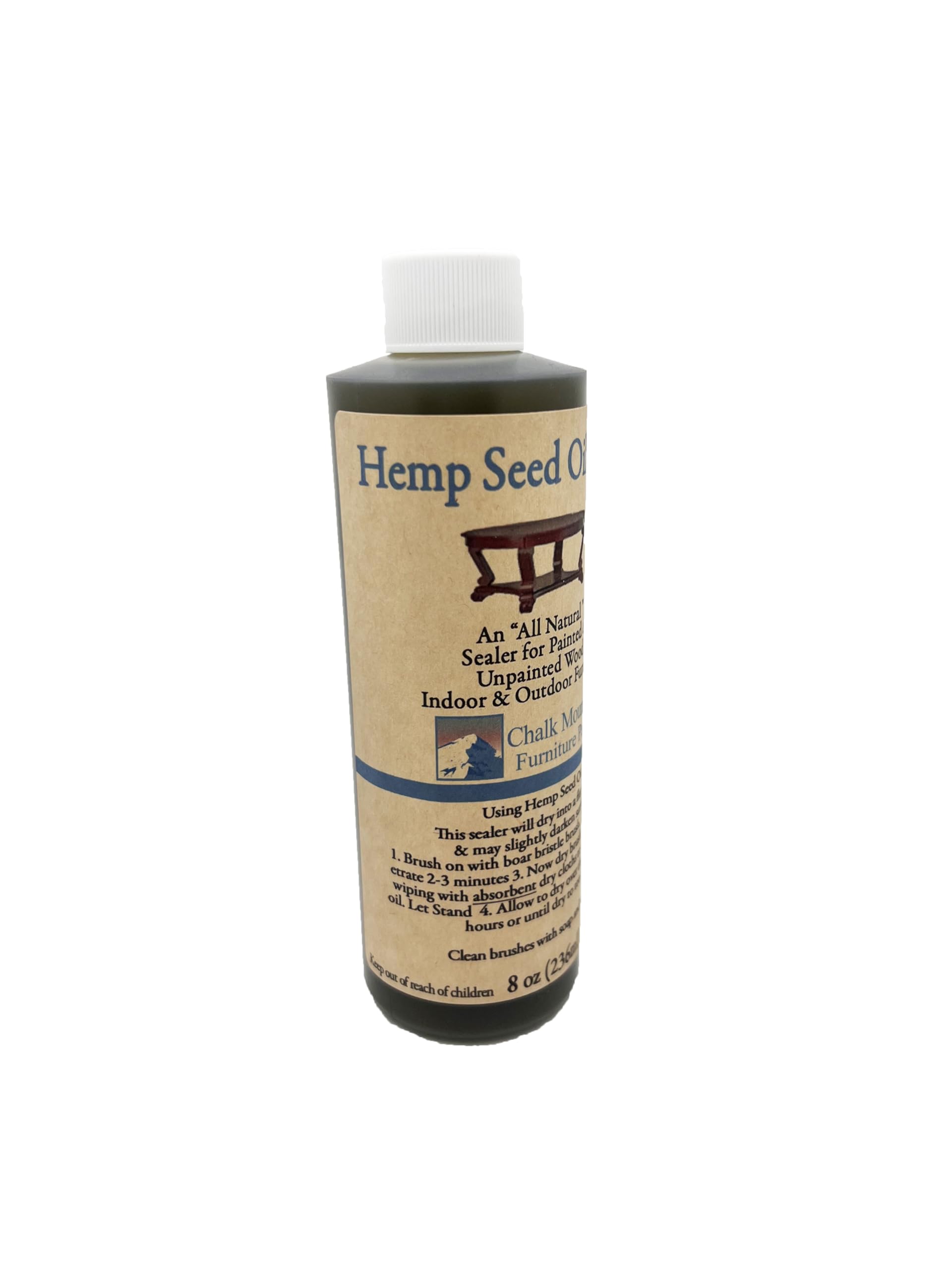 8oz Hemp Seed Oil Wood Sealer & Protector - Natural Finish for Painted & Unfinished Furniture - Indoor & Outdoor Use - Safe, Non-Toxic Formula - 1 Pack - Perfect for Tables, Chairs, Cabinets & Wooden Decks