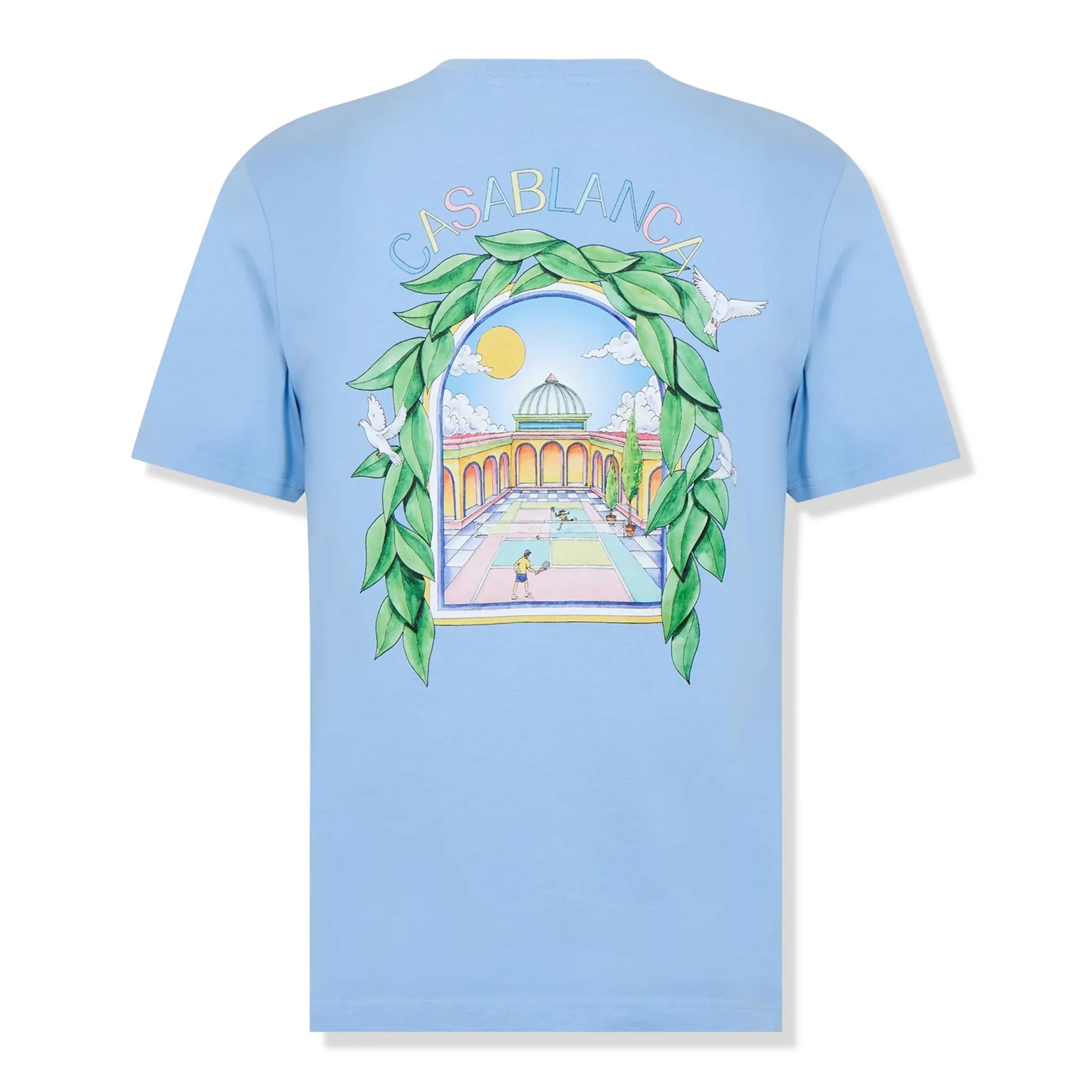 Casablanca Casa Larche Tennis Blue T-Shirt for Men - Premium Cotton Short Sleeve Tee - Perfect for Casual Wear, Sports & Summer Outfits