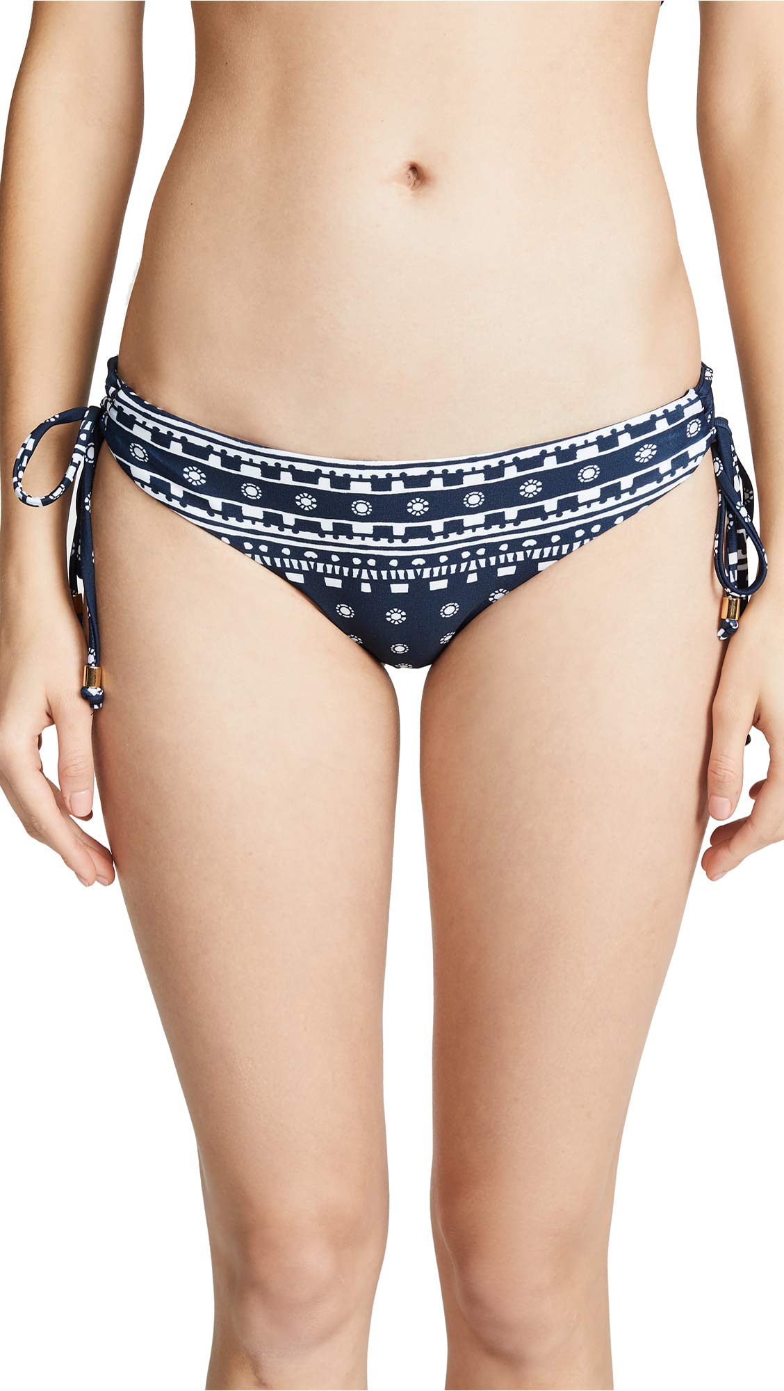 Shoshanna Women's Pacific Geo Bikini Bottoms - Navy/Ivory Blue Print XS | High Waisted Swimwear for Beach, Pool & Vacation | Trendy Floral Bikini Bottoms for Summer
