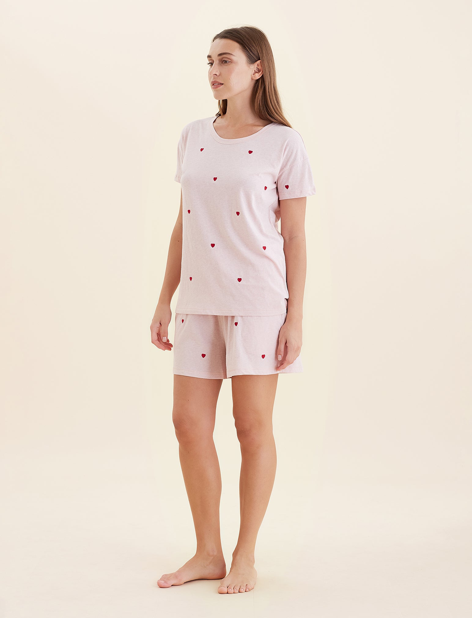 Jada Hearts Cotton Knit Tee - Soft Comfortable Women's T-Shirt for Casual Wear & Everyday Outfits