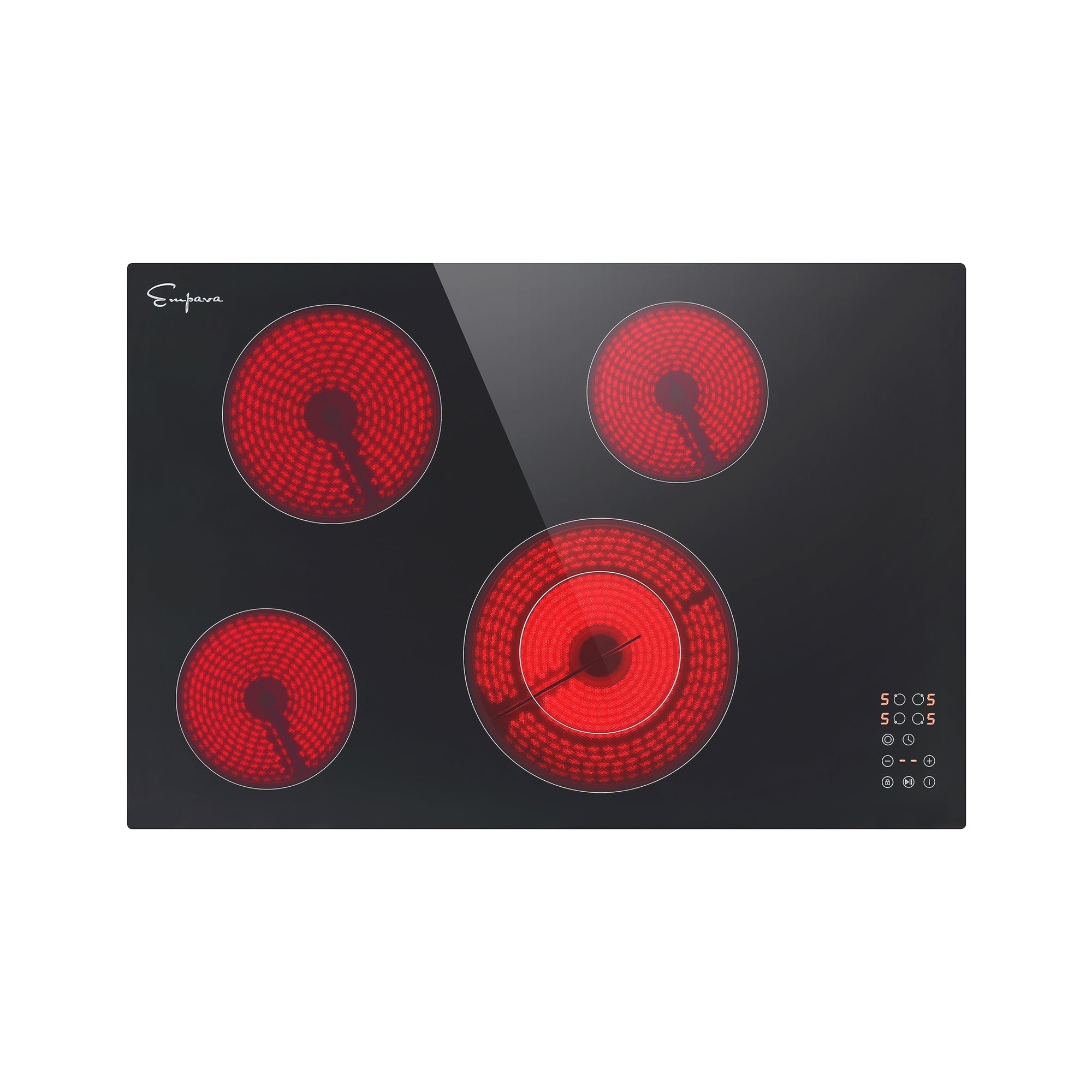 Empava 30-Inch 4-Burner Black Electric Radiant Cooktop - 30REC12 | Modern Kitchen Stove for Fast Cooking, Boiling & Simmering | Perfect for Home Chefs & Small Families