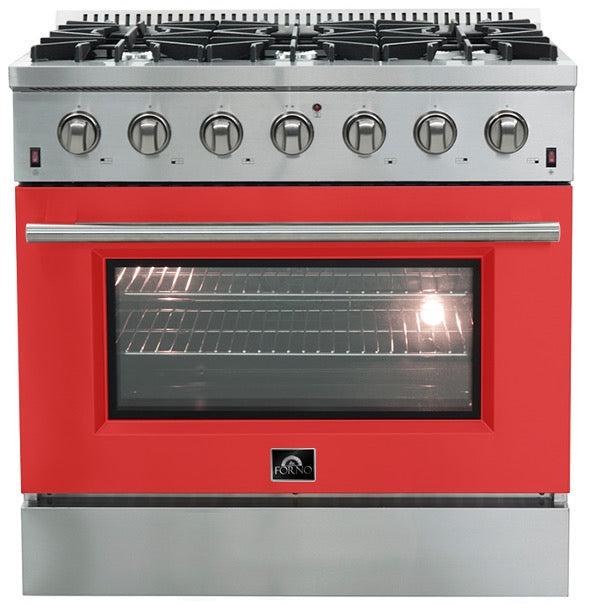 Forno Galiano Gold Professional 36-Inch 5.32 cu.ft Freestanding All Gas Range - FFSGS6244 36 | Premium Stainless Steel Gas Stove for Home Kitchen, Restaurant & Commercial Use