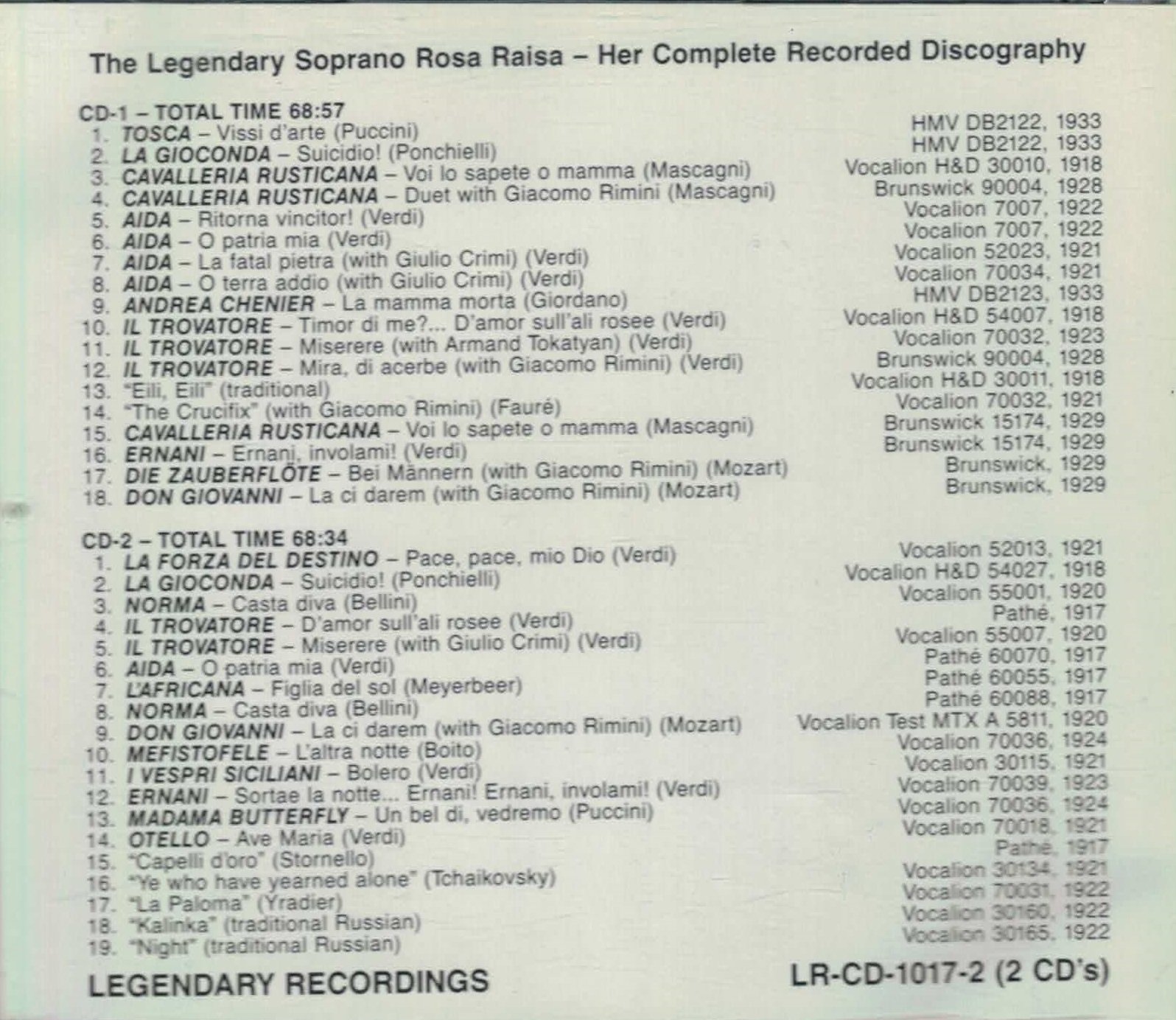Rosa Raisa: The Legendary Soprano - Complete Recorded Discography Collection | Opera Music Lovers Gift & Historical Vocal Performance Archive