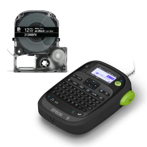 Epson LW-PX300 Industrial Label Maker with 212WBPX PET Tape Cartridge - White on Black Polyester Labels for Restaurant, Deli & Food Service Organization - Perfect for Kitchen Shelving, Storage Bins and Food Safety Labeling