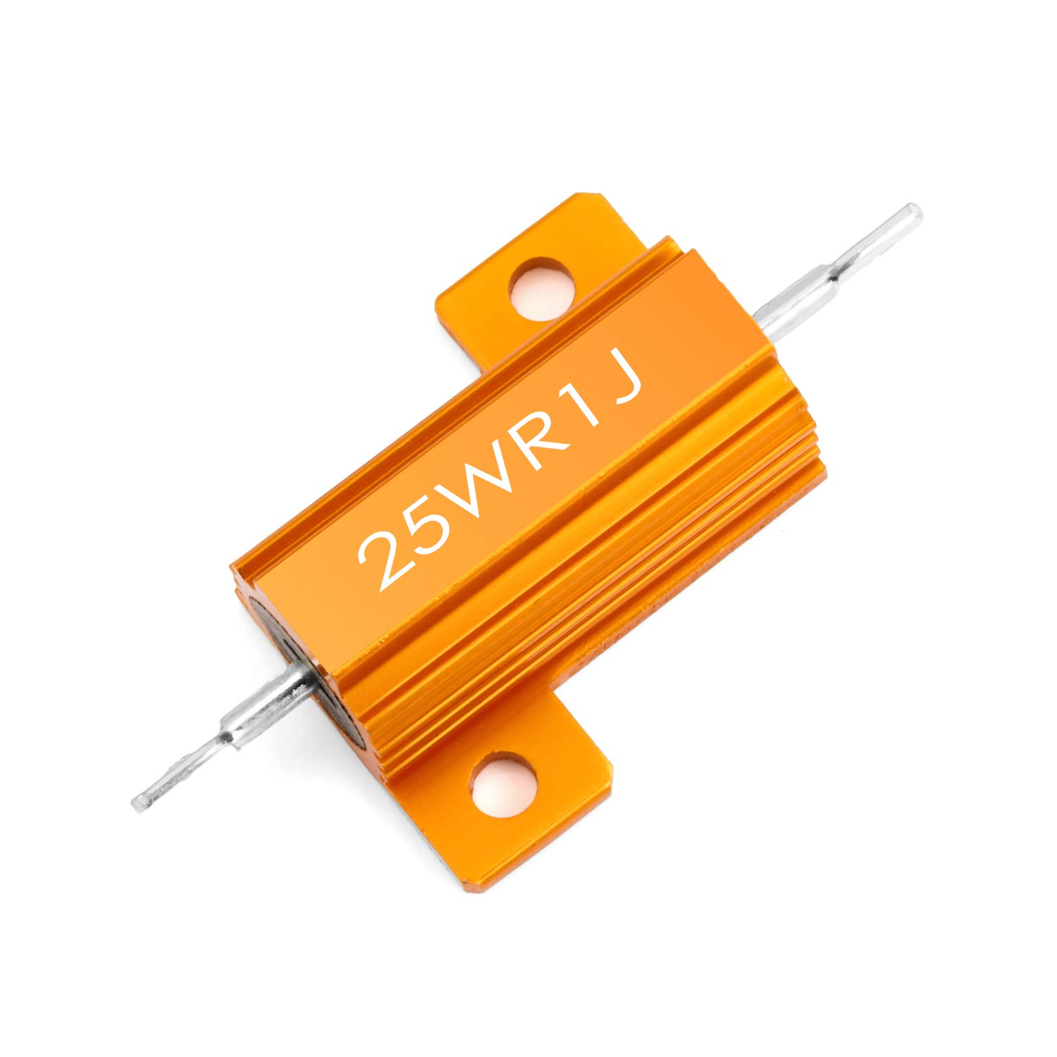 Chanzon 2pcs 25W Wirewound Aluminum Shell Resistor 0.1 Ohm (0R1/R1) ±5% Tolerance, RoHS Certified - Ideal for Power Supplies, Audio Equipment, and Industrial Electronics