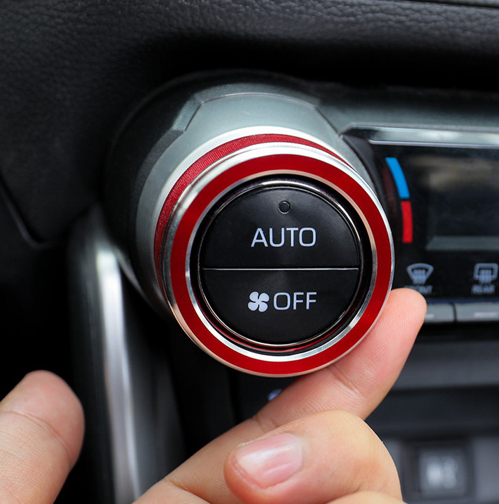 2-Piece Red Aluminum AC Climate Control Knob Covers for 2019-2024 Toyota RAV4 - Interior Car Accessories for Enhanced Style & Comfort (Perfect for Summer & Winter Temperature Control)