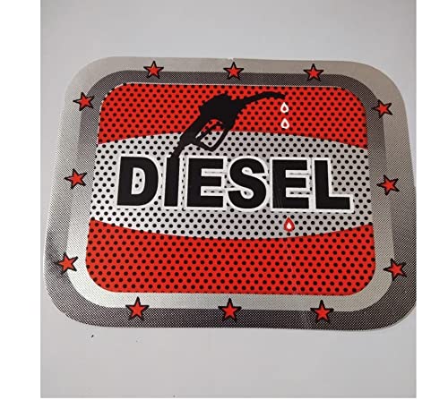 AUTONEST Diesel Car Fuel Lid Decal Sticker - Black, Red & Grey Square Badge (14.5cm x 14.5cm) for Renault Triber - Waterproof Vinyl Decal for Fuel Door Customization & Car Accessorizing