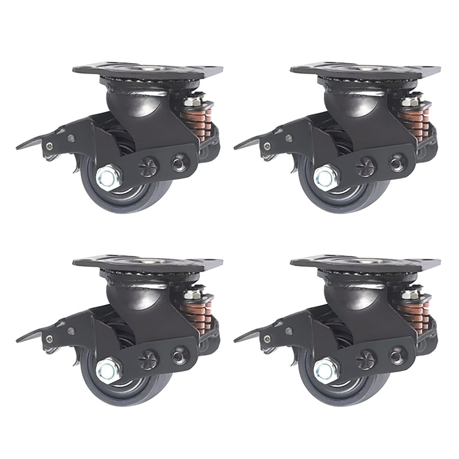 Heavy Duty Fixed Caster Wheels for Furniture - 200kg Load Capacity, Silent Rolling, Top Plate Mount - Perfect for Office Chairs, Workbenches, and Industrial Equipment