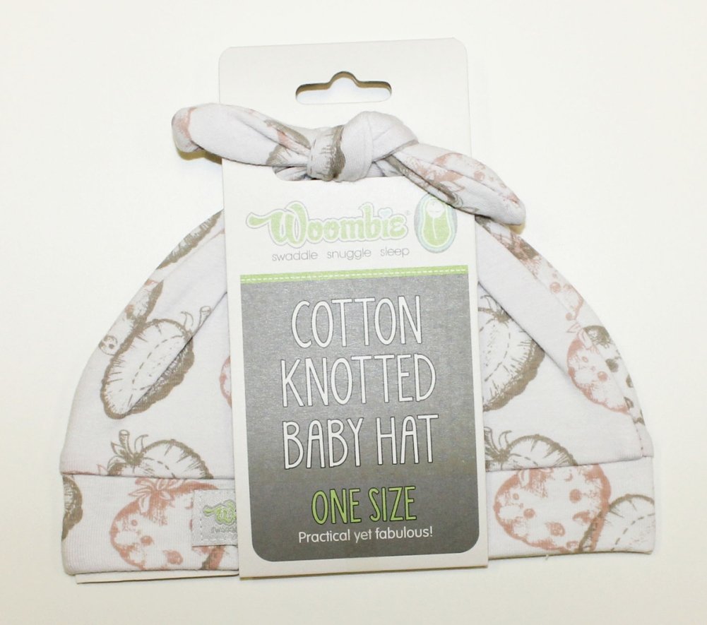 Woombie Cotton Double Knot Beanie Hats for Babies 0-6 Months - Soft Strawberry Print Newborn Hats for Sleeping, Photography & Outdoor Protection