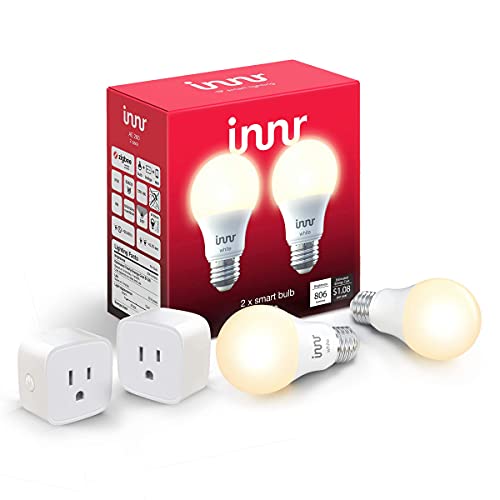 Innr Smart Plugs & Zigbee Smart Bulb White A19/E26 Bundle - Compatible with Philips Hue, SmartThings, Alexa & Google Home (Hub Required) | Smart Home Automation for Lighting Control & Energy Saving