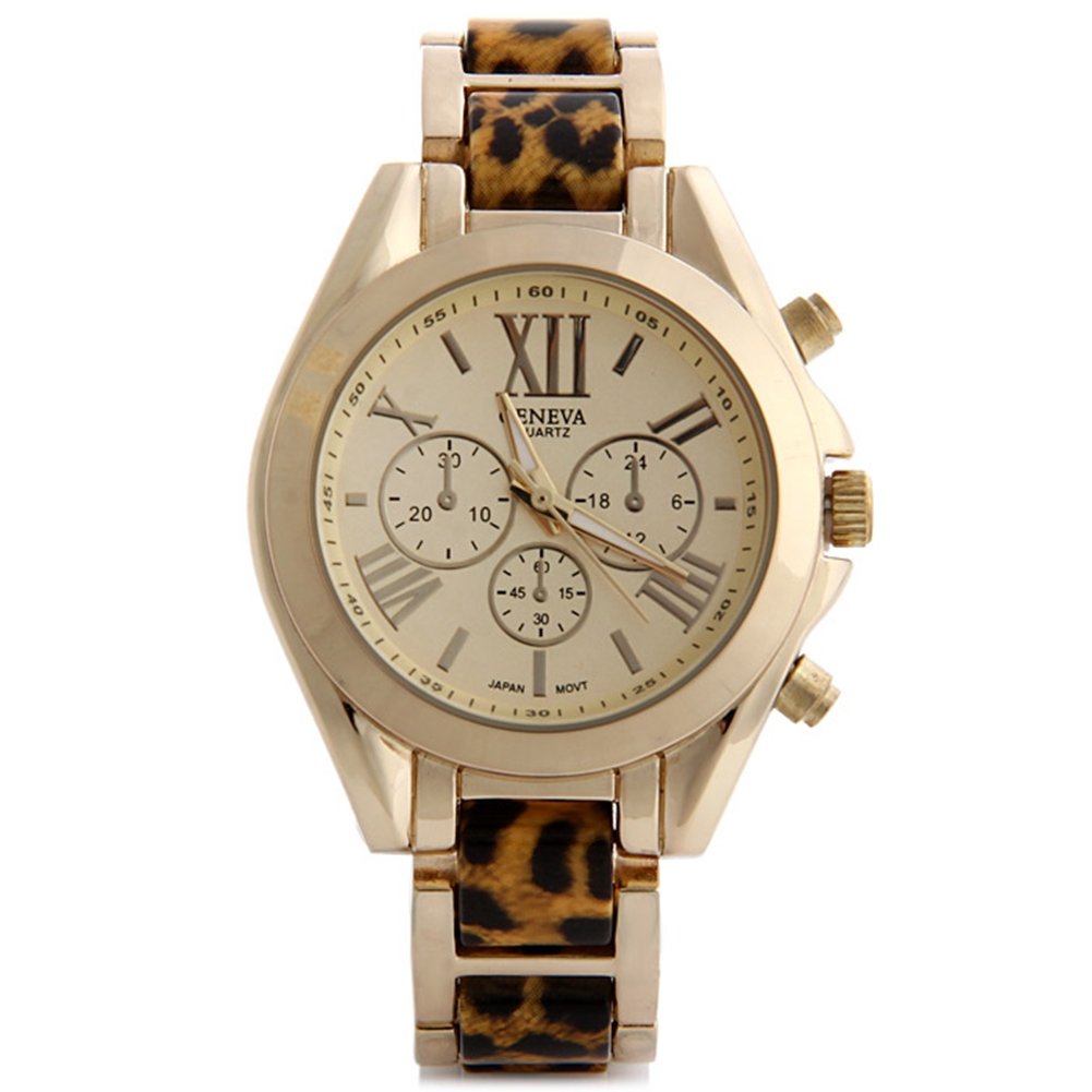Eleoption® Women's Fashion Wrist Watch with Crystal Decor - Elegant Boyfriend Style Geneva Golden Watch for Daily Wear, Office & Special Occasions