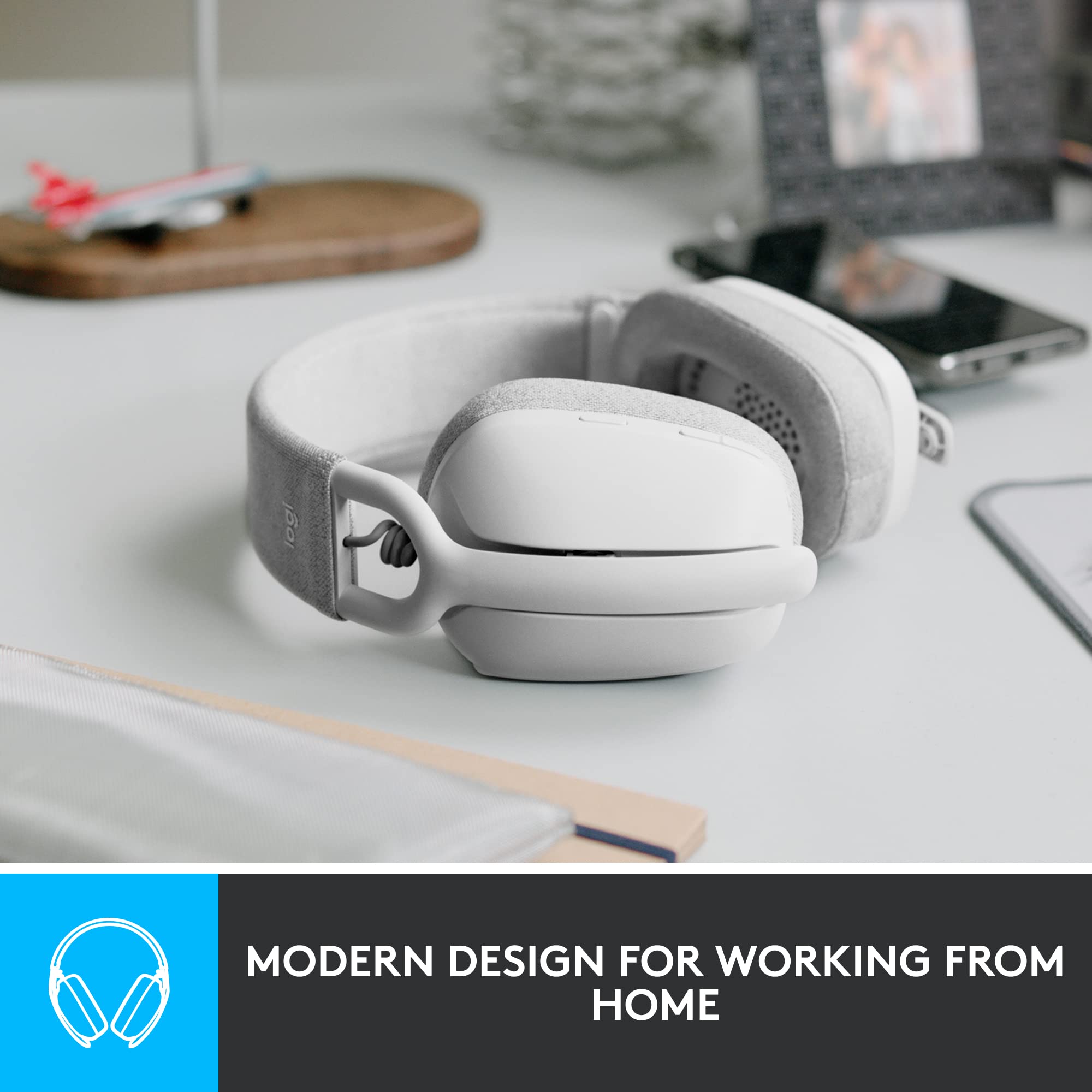 Logitech Zone Vibe 100 Lightweight Wireless Bluetooth Headphones with Noise Cancelling Mic - Over Ear Comfort for Work Calls, Music & Gaming | Compatible with Teams, Zoom, Google Meet | Perfect for Home Office, Remote Work & Online Classes (Off White)