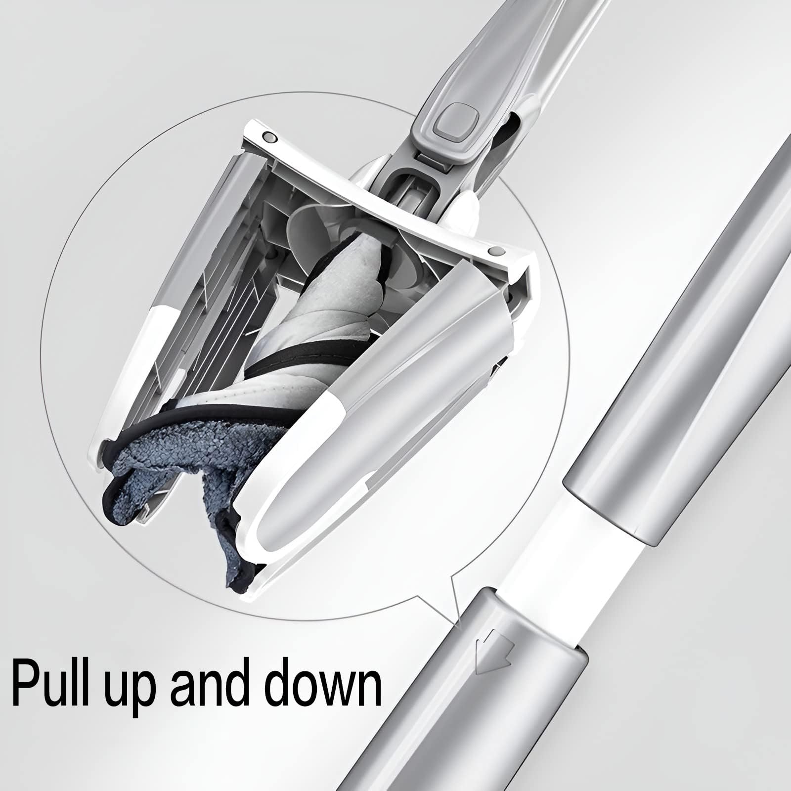 Premium Microfiber Spin Mop with Easy Squeeze Mechanism - Ideal for Hardwood, Tile, Laminate & Marble Floors - Includes 2 Washable Gray Replacement Pads - Perfect for Kitchen, Bathroom & Household Cleaning