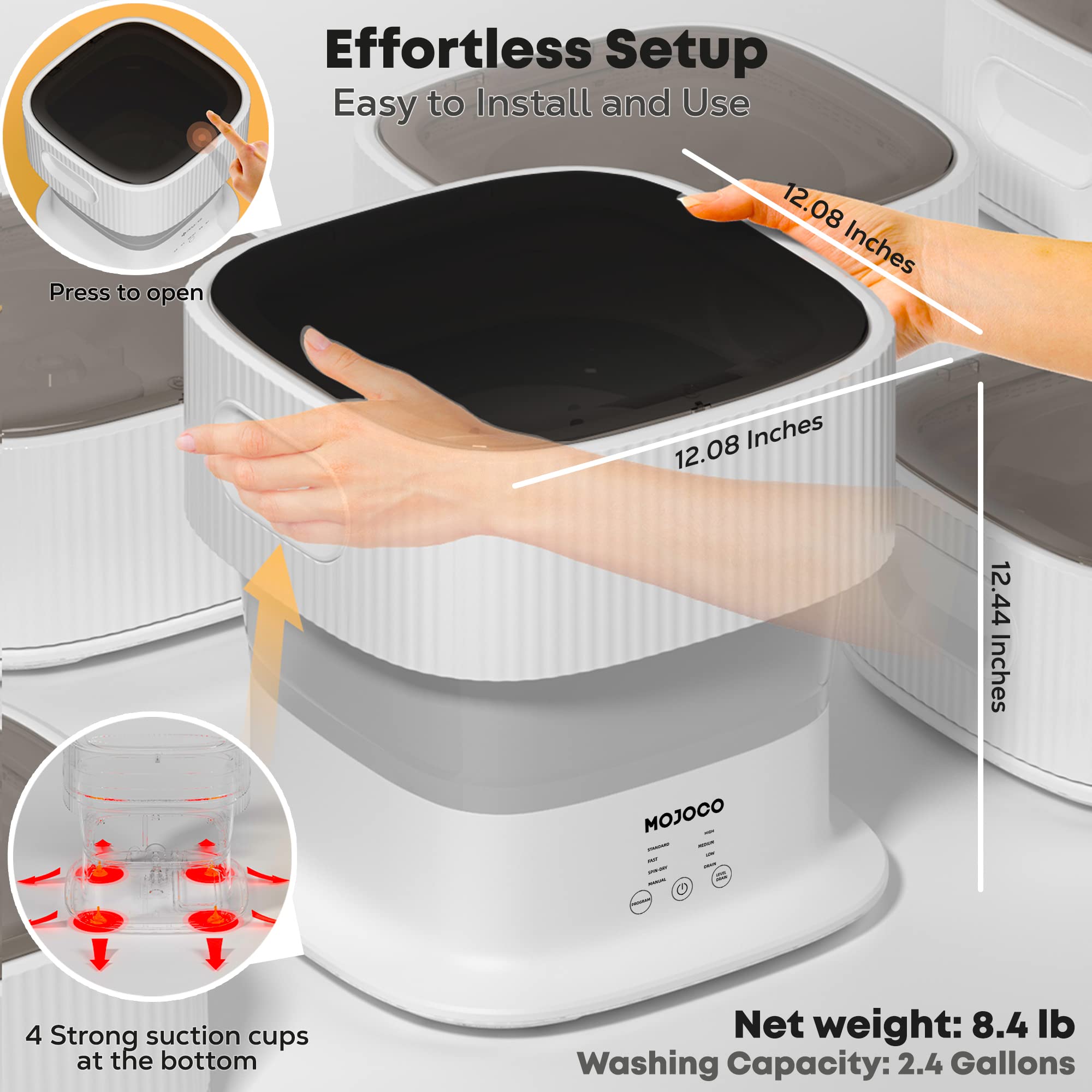 Foldable Portable Washing Machine for Baby Clothes, Underwear & Socks - Compact Mini Washer for Apartments, RVs, Camping & Travel - Space-Saving Countertop Laundry Solution - Perfect for Small Spaces & On-the-Go Cleaning