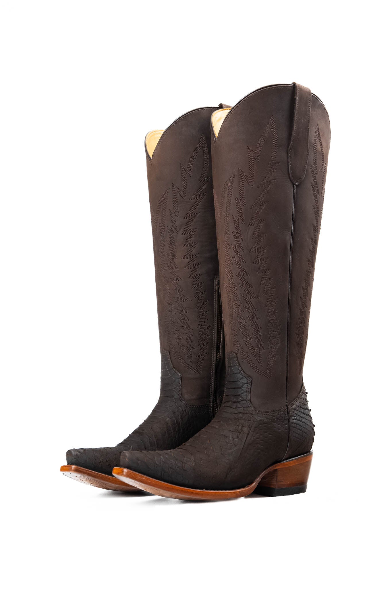 Presley Matte Python Tall Snip Toe Cowgirl Boots for Women - Western Fashion Riding Boots with Pointed Toe | Perfect for Country Concerts, Rodeos & Cowgirl Outfits