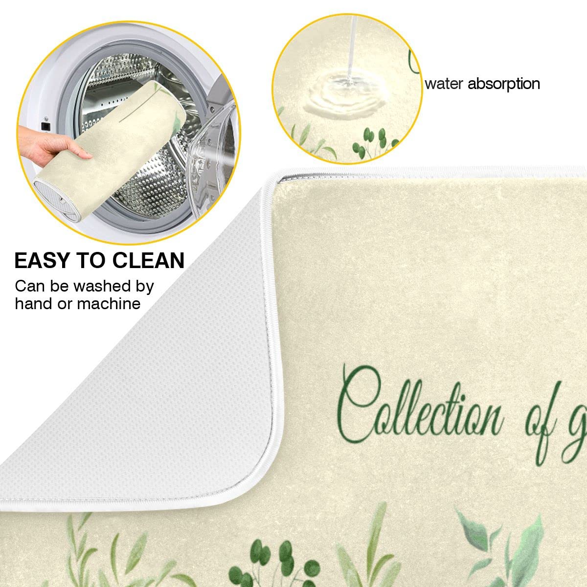 **Premium Microfiber Dish Drying Mat - 18x24 Inch Absorbent & Reversible Kitchen Mat for Plates, Utensils, and Green Plants | Eco-Friendly, Fast-Drying, Non-Slip | Perfect for Countertops, Sinks, and Dish Racks**