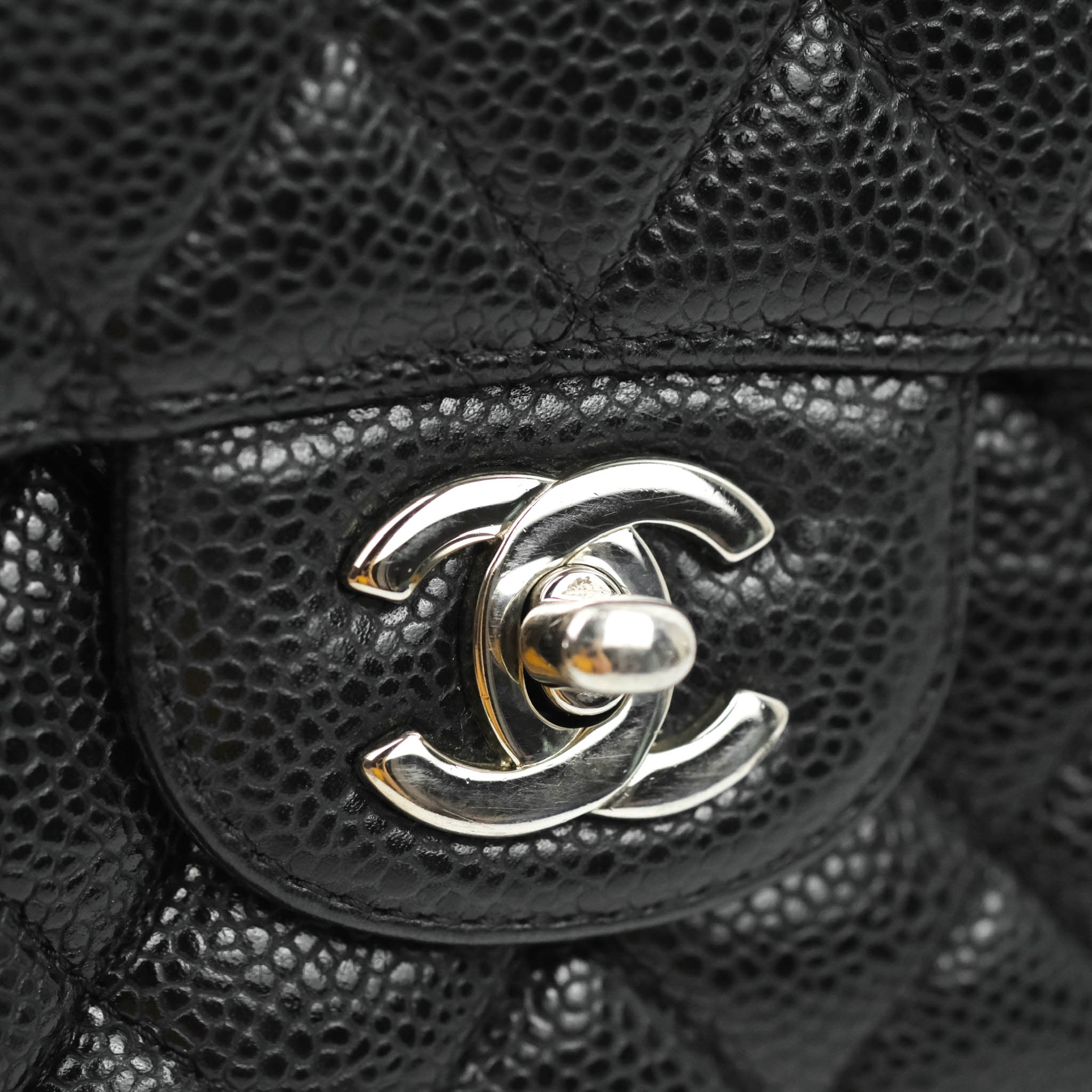 Chanel Classic Medium Double Flap Bag Black Caviar Leather with Silver Hardware - Luxury Designer Handbag for Women, Perfect for Work, Evening Events & Special Occasions