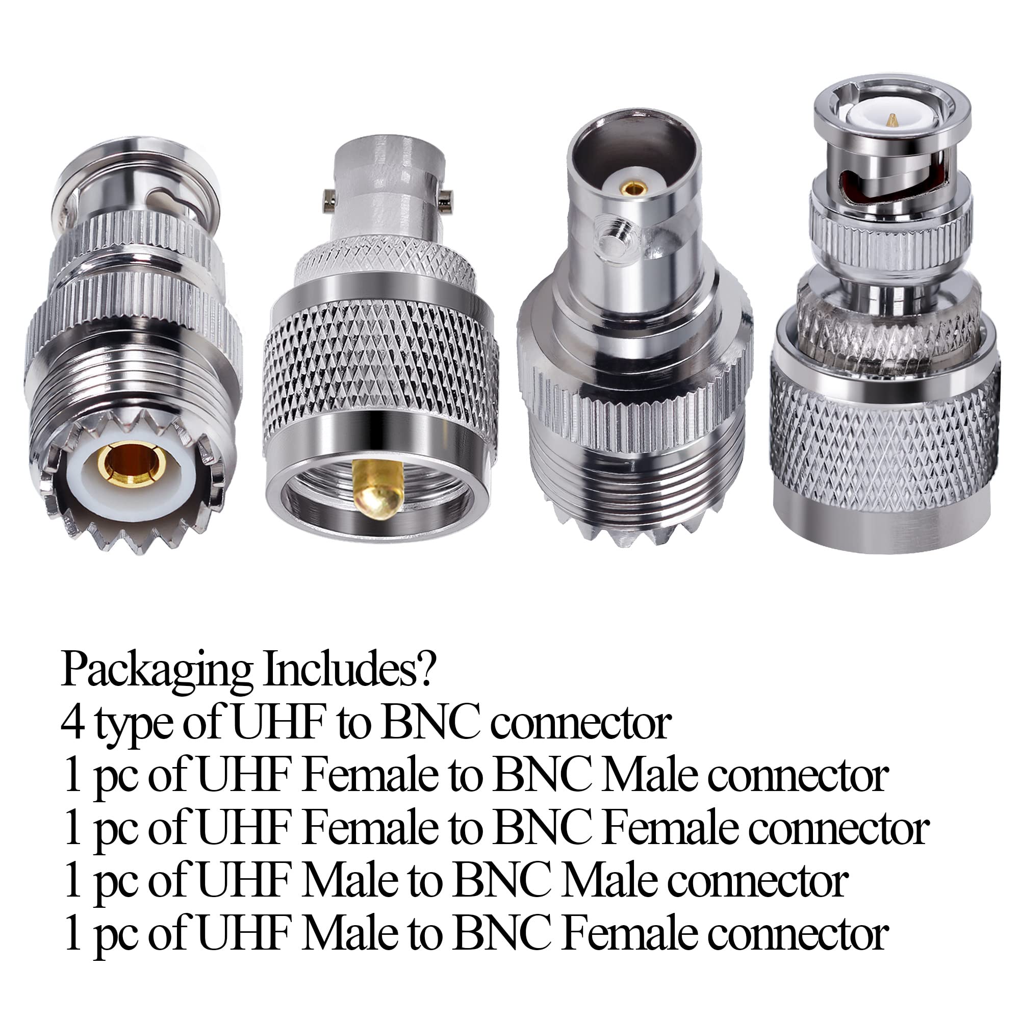 TUOLNK 4pcs PL259 to BNC Adapter Kit - SO239 Male to BNC Female Coaxial Cable Connector for CB Radio, Antenna, Ham Radio, CCTV, and Extension Cables - Perfect for Signal Transmission and Equipment Connection