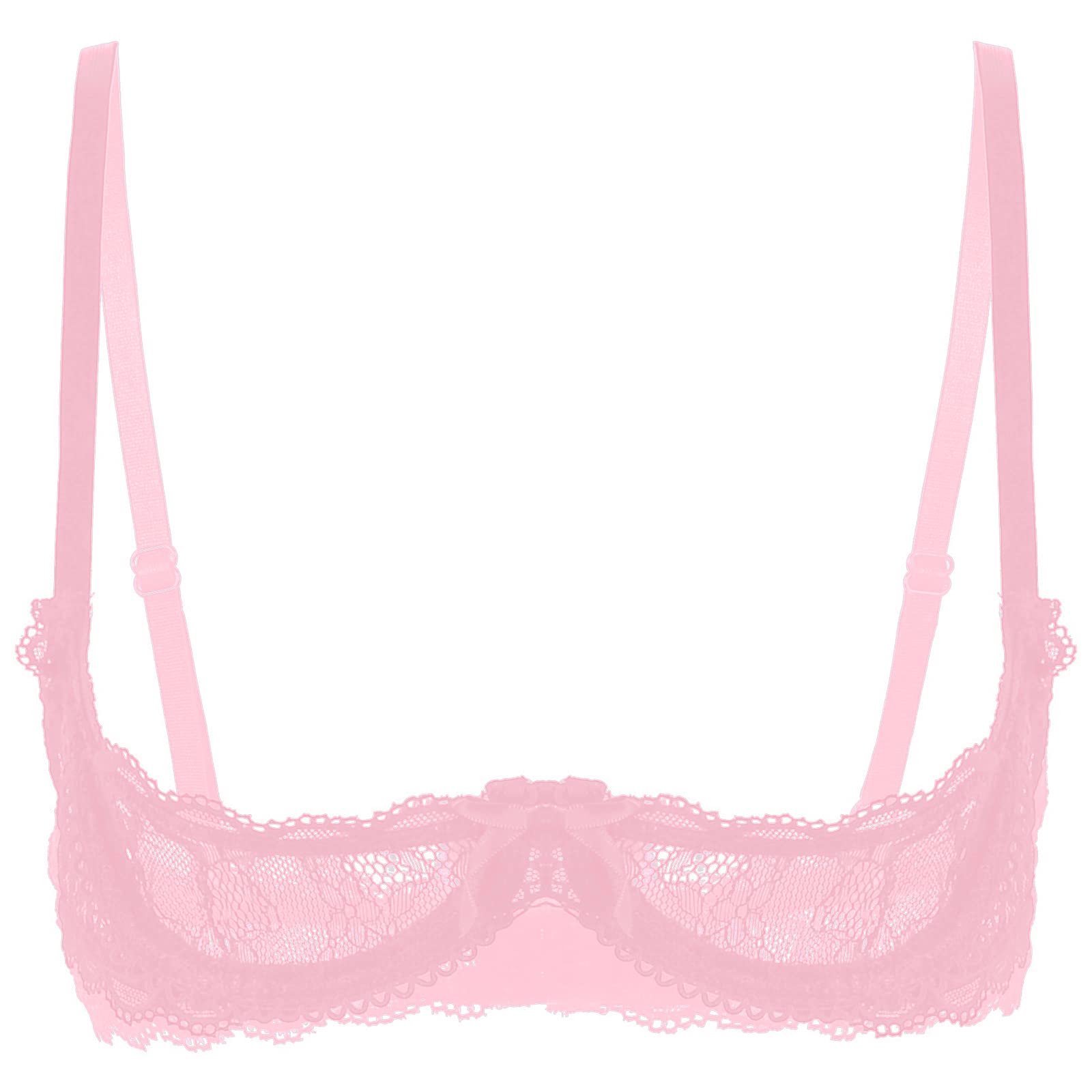 Women's Mesh Sheer Lace Bralette - 1/4 Cup Push Up Underwire Shelf Bra Top for Comfort & Support | Perfect for Layering, Casual Wear & Intimate Occasions