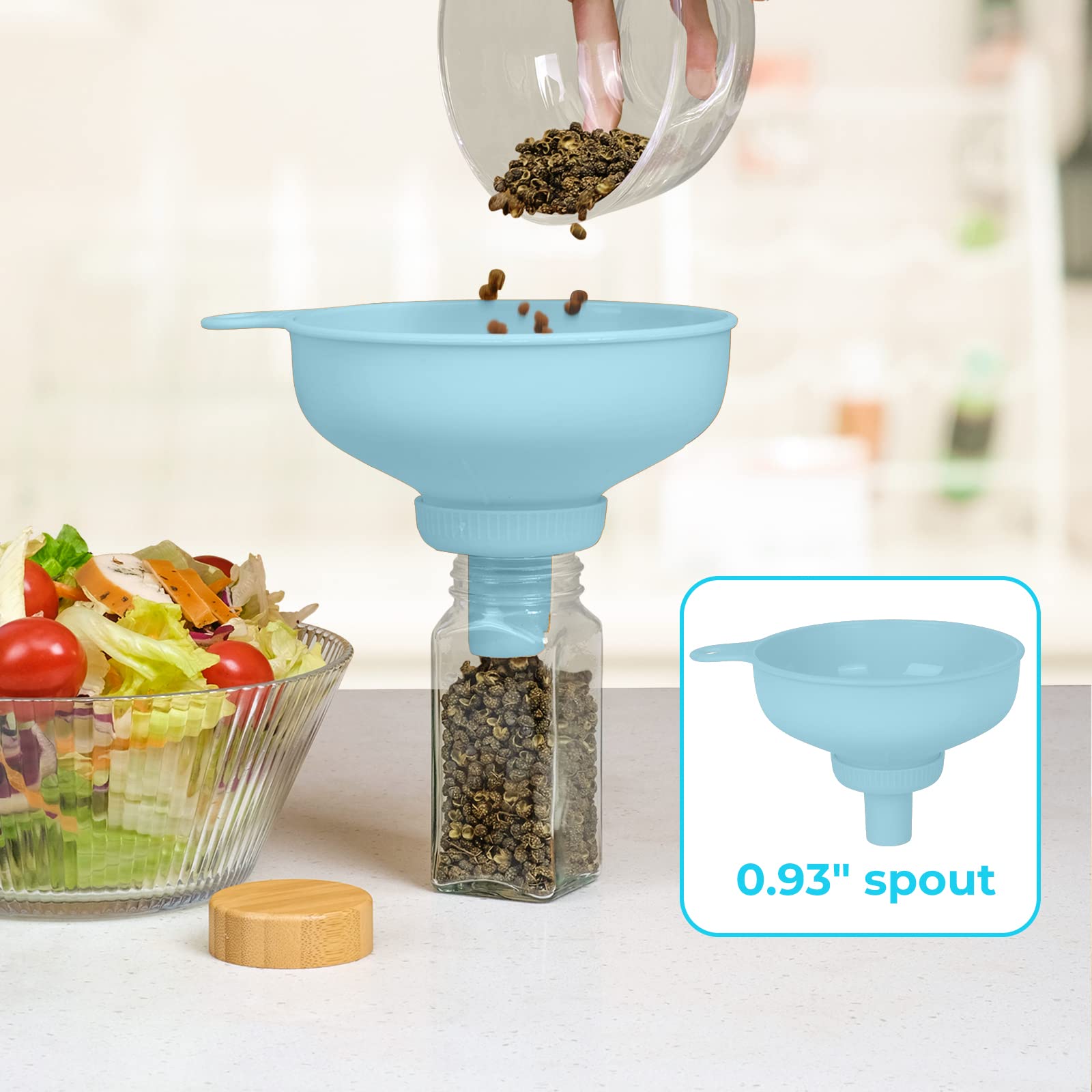 Premium Wide Mouth Kitchen Funnel Set - 4 Size Food Grade Plastic Funnels for Canning, Cooking & Filling Mason Jars - Ideal for Oils, Sauces, Spices, Shampoo & DIY Projects (Great for Home Kitchen, Baking & Preserving)