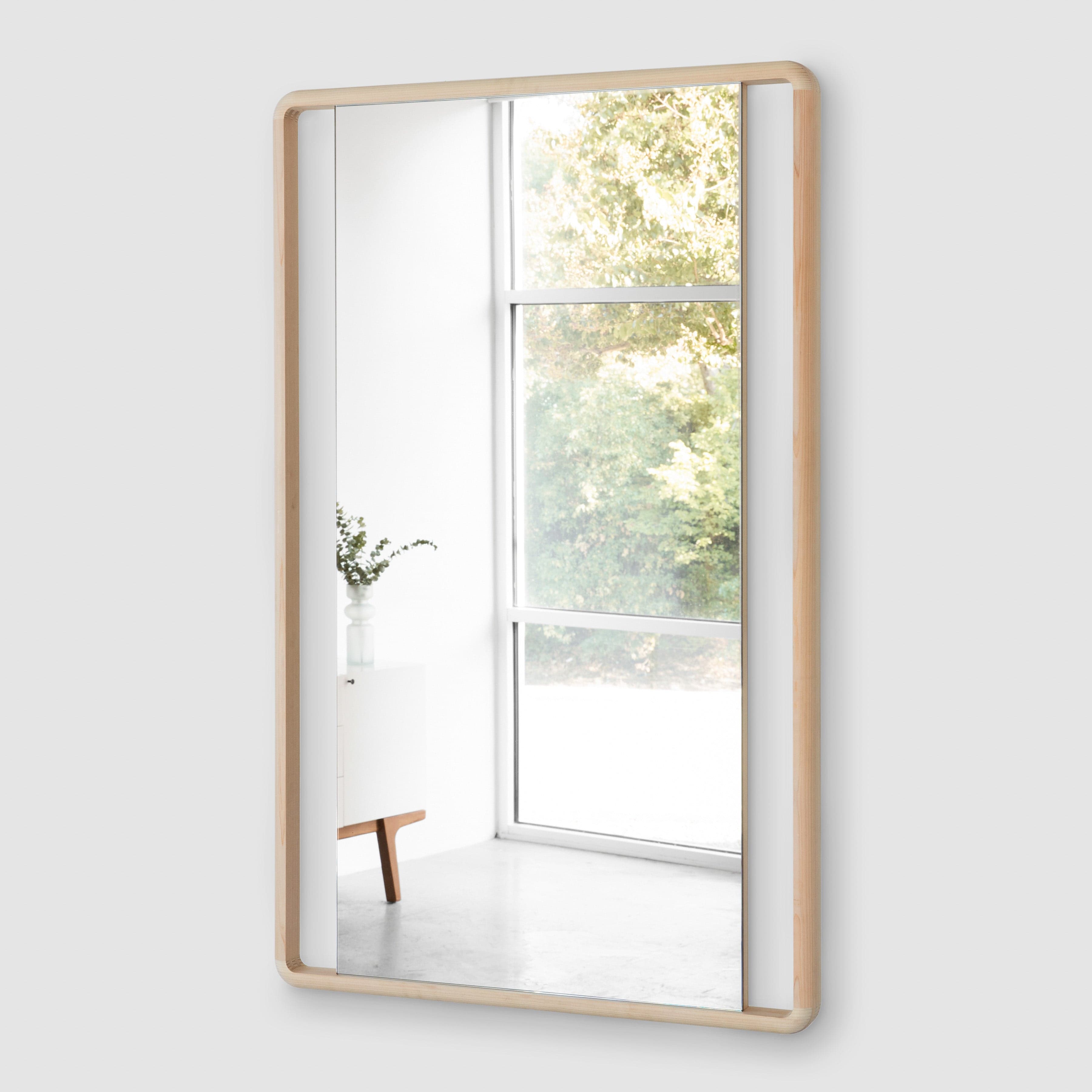Hinoki Wood Wall Mirror - Handcrafted Japanese Cypress Framed Mirror for Bathroom, Bedroom & Entryway Decor