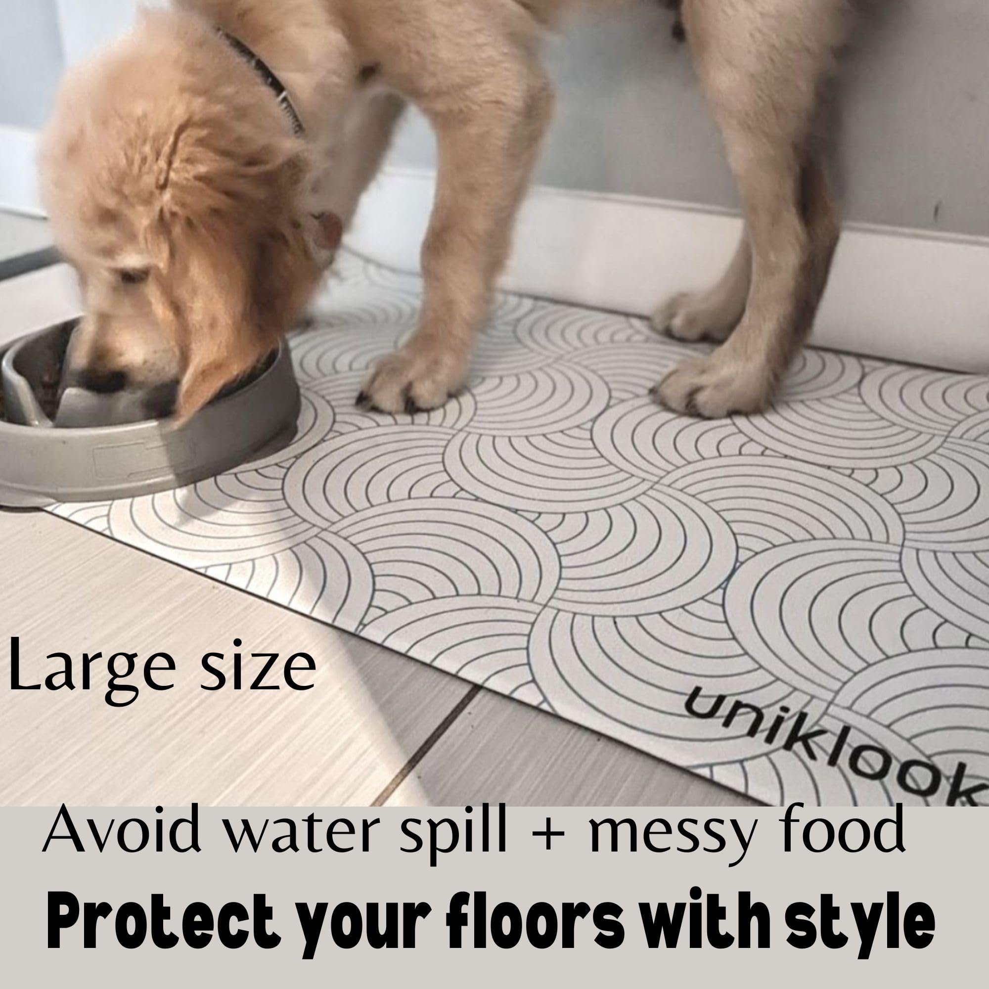 Non-Slip Waterproof Dog Food Mat - Large Pet Feeding Mat for Bowls, Food & Water - Durable Easy Clean Dog Bowl Mat for Kitchen & Floor - Perfect for Messy Eaters & Spill Protection
