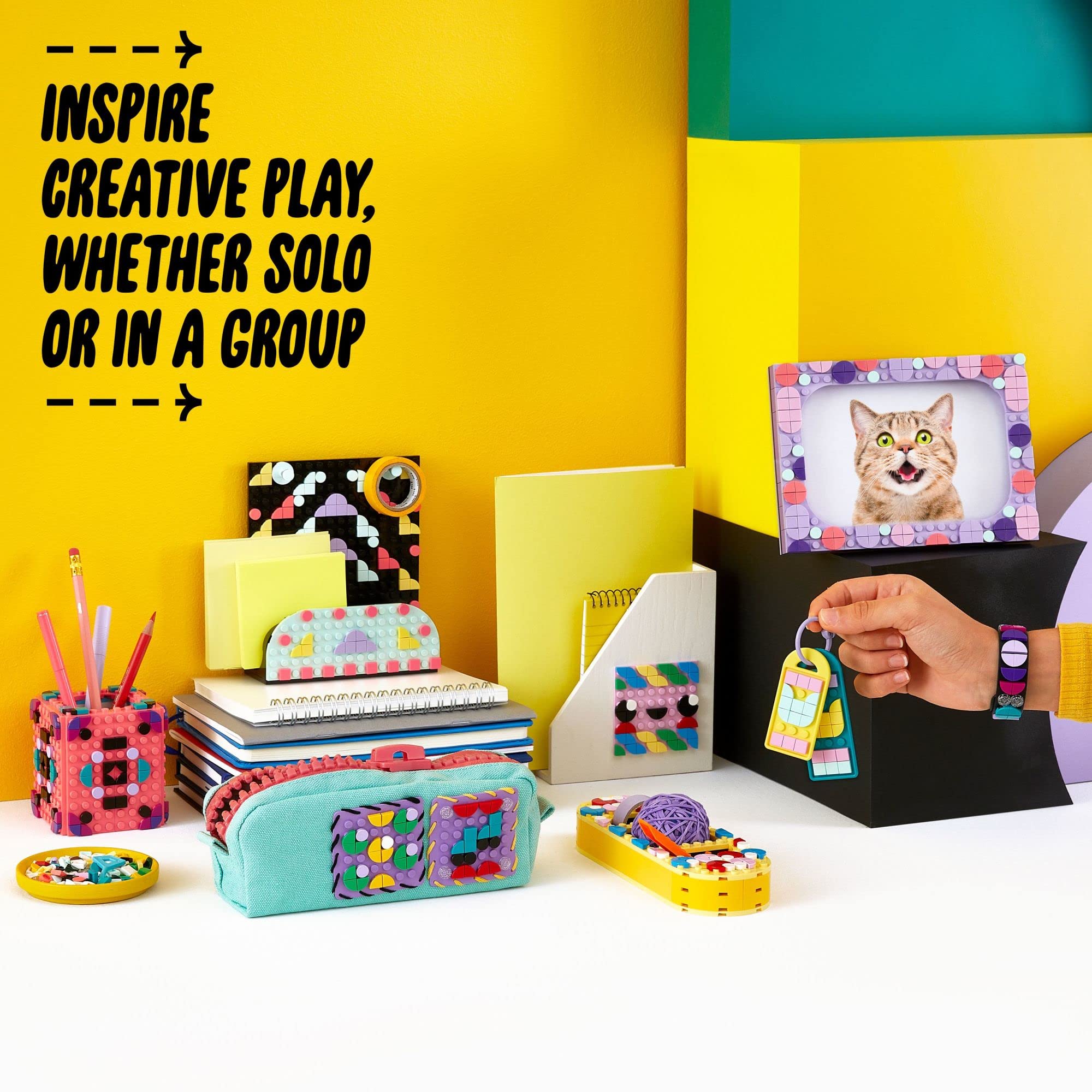 LEGO DOTS Designer Toolkit - 10-in-1 Creative Building Set for Kids with Patches, Photo Frame, Pencil Holder & Storage Tray | DIY Craft Activity Toy for Home Decor & School Projects (Model 41961)